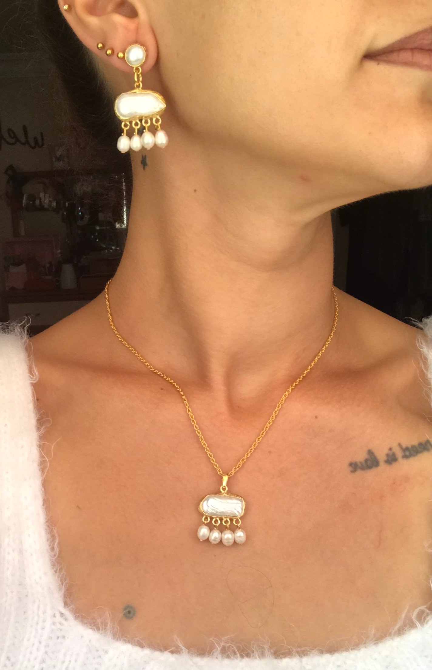 Kare İnci Zincir Kolye