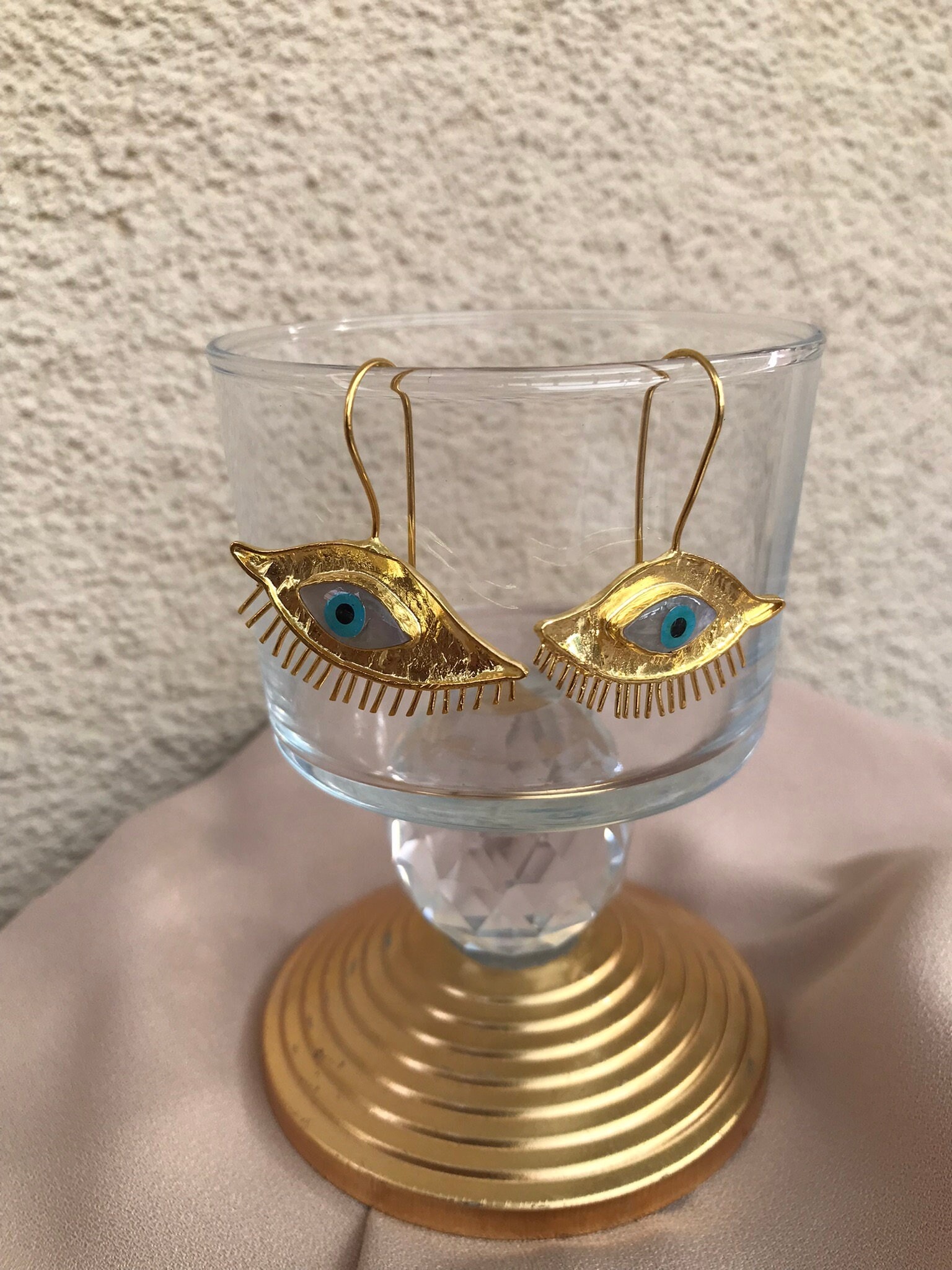 Sedefli Göz Tasarım İnci Küpe