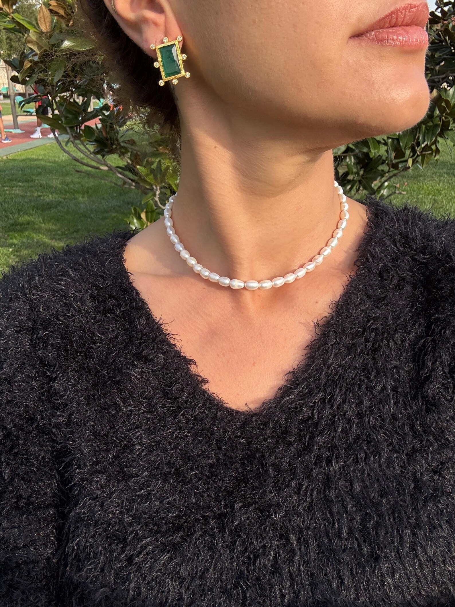 Kare Vintage Kedi Gözü Küpeler