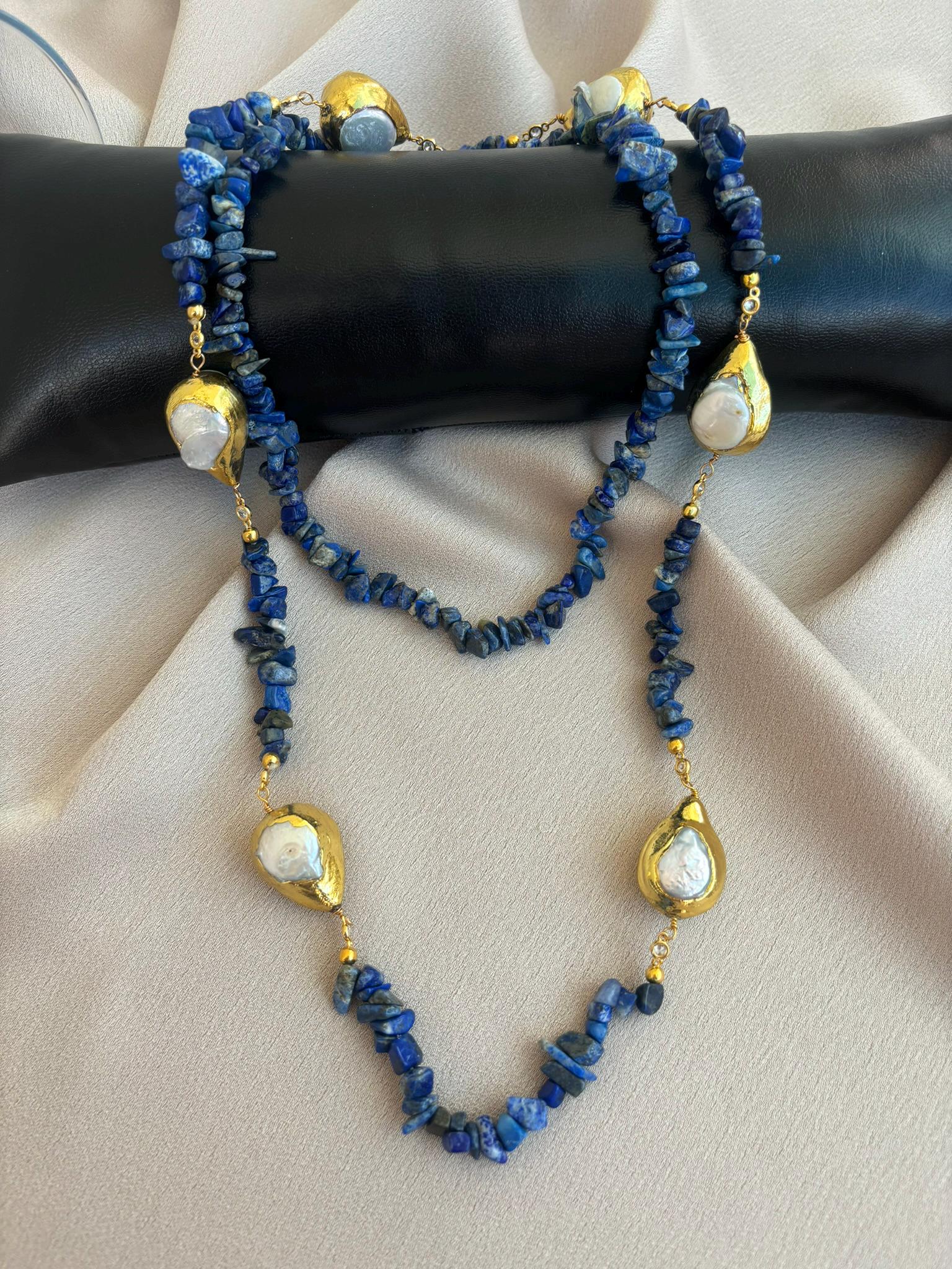 Lapis Lazuli & Barok İnci Kolye