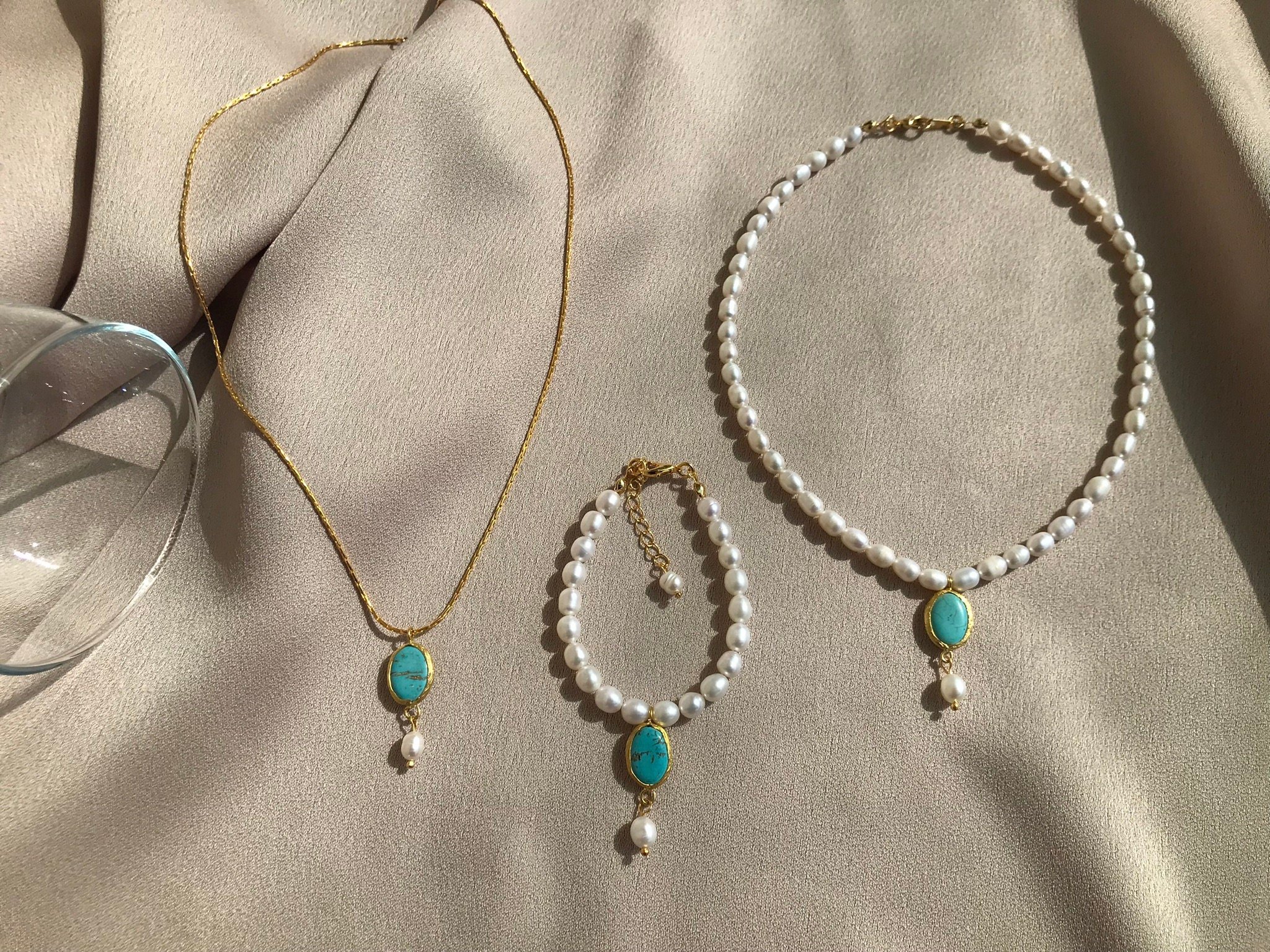 NEW! Special Design Blue Turquoise Baroque Pearl Combination Necklace