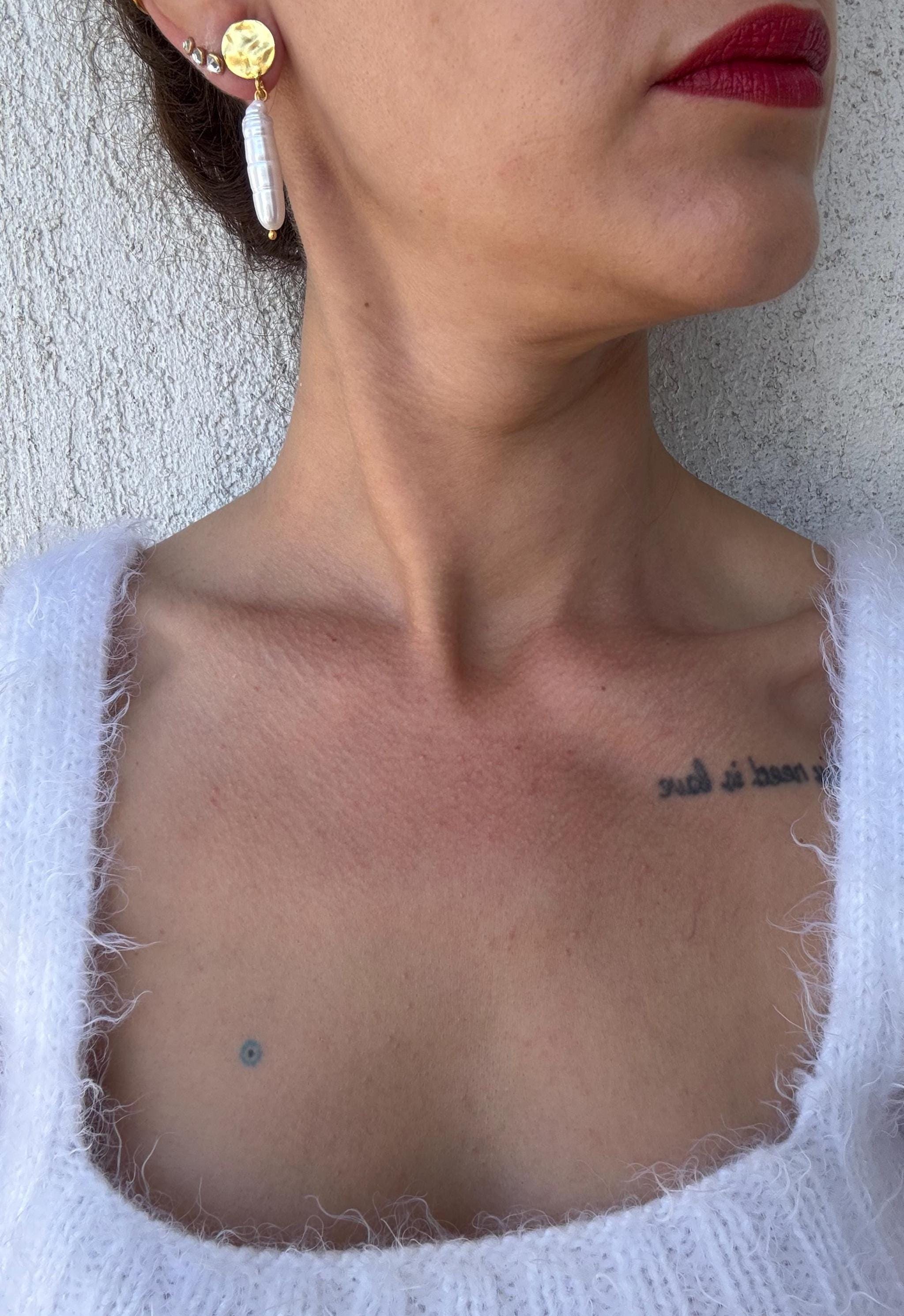 Doğal Silindir İnci Küpe