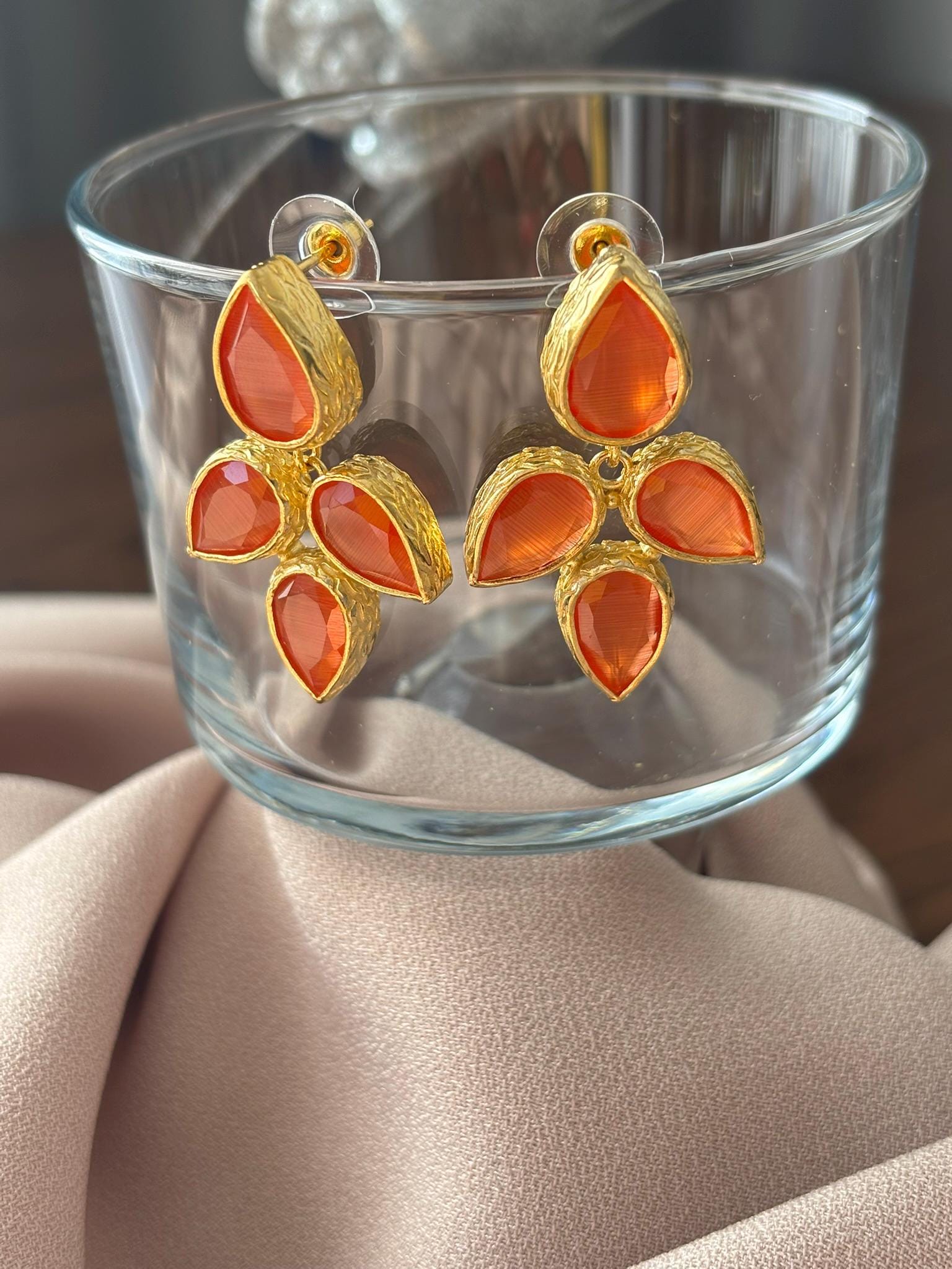 Dört Damla Kedi Gözü Küpe