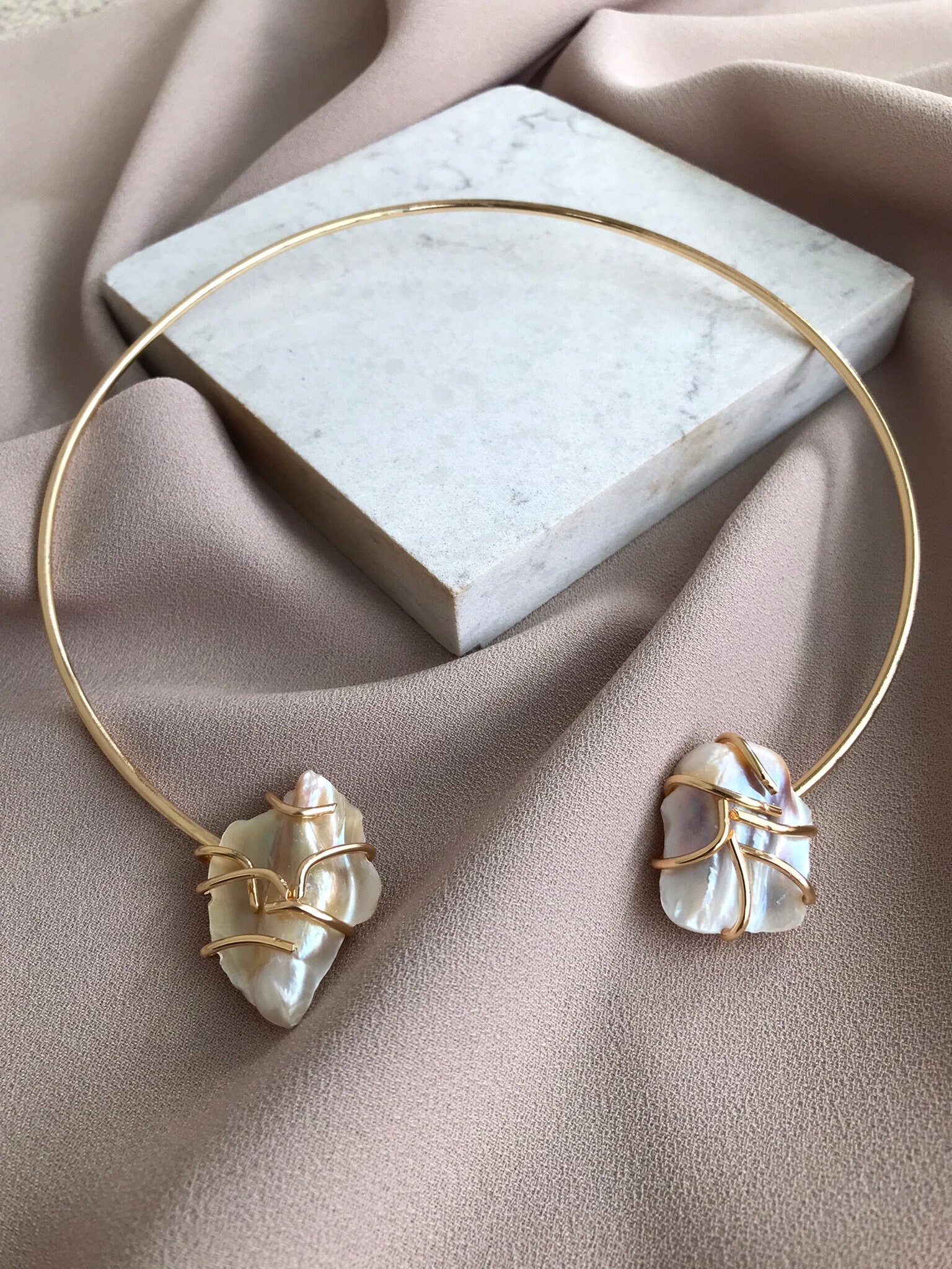 YENİ ! Büyük Barok İnci Choker Kolye