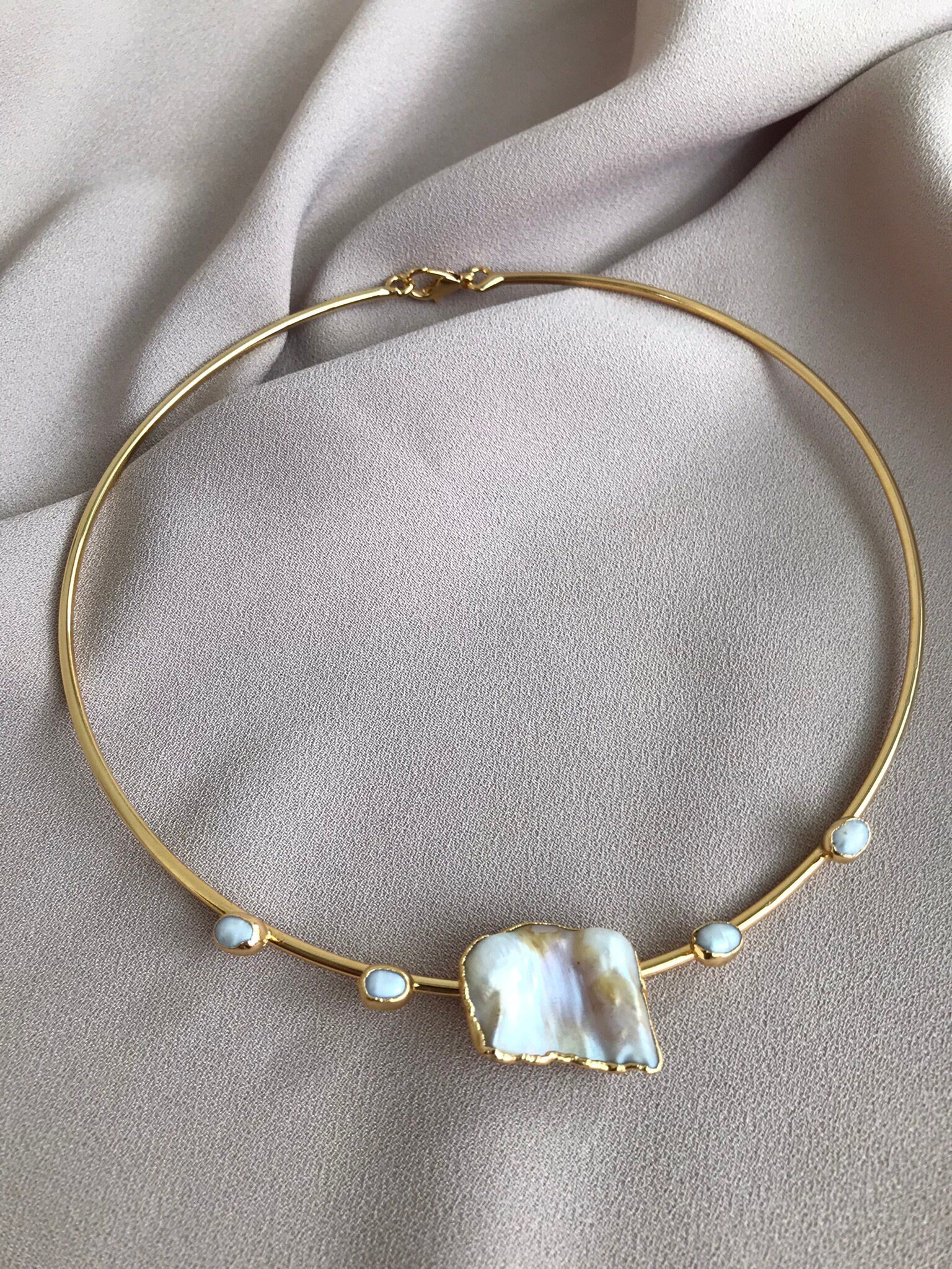 YENİ ! Çember Büyük Barok İnci Choker Kolye