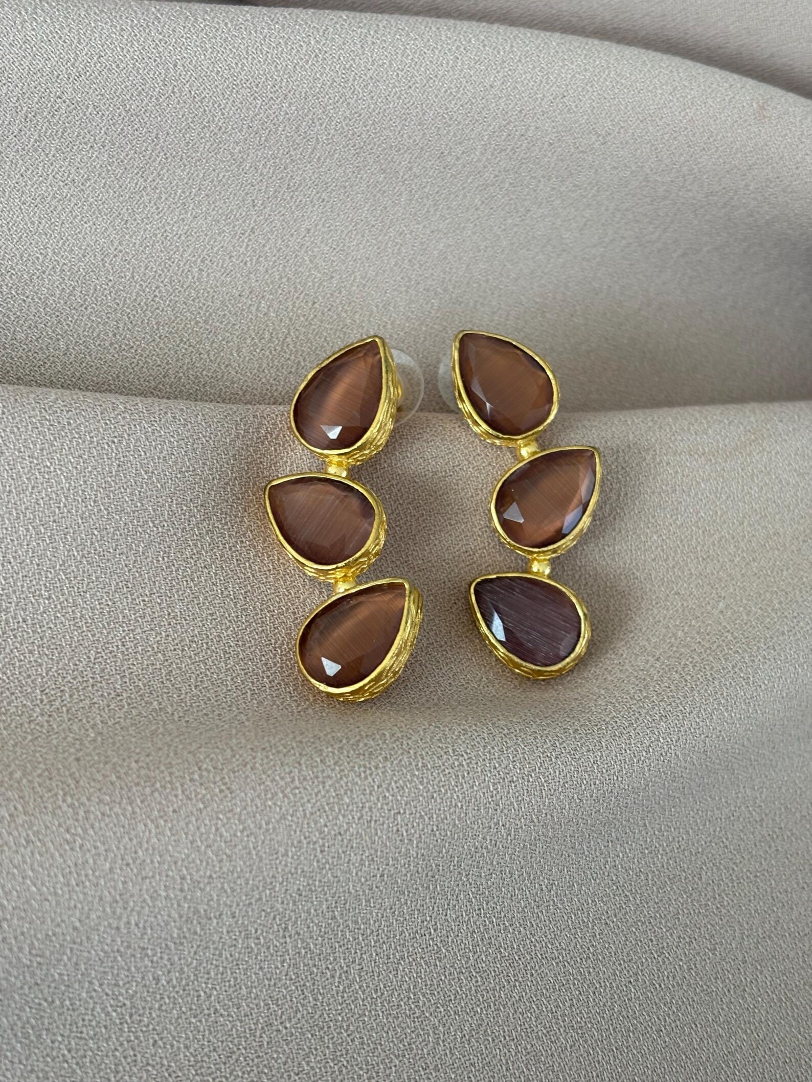 Sonbahar Kedi Gözü Küpeler