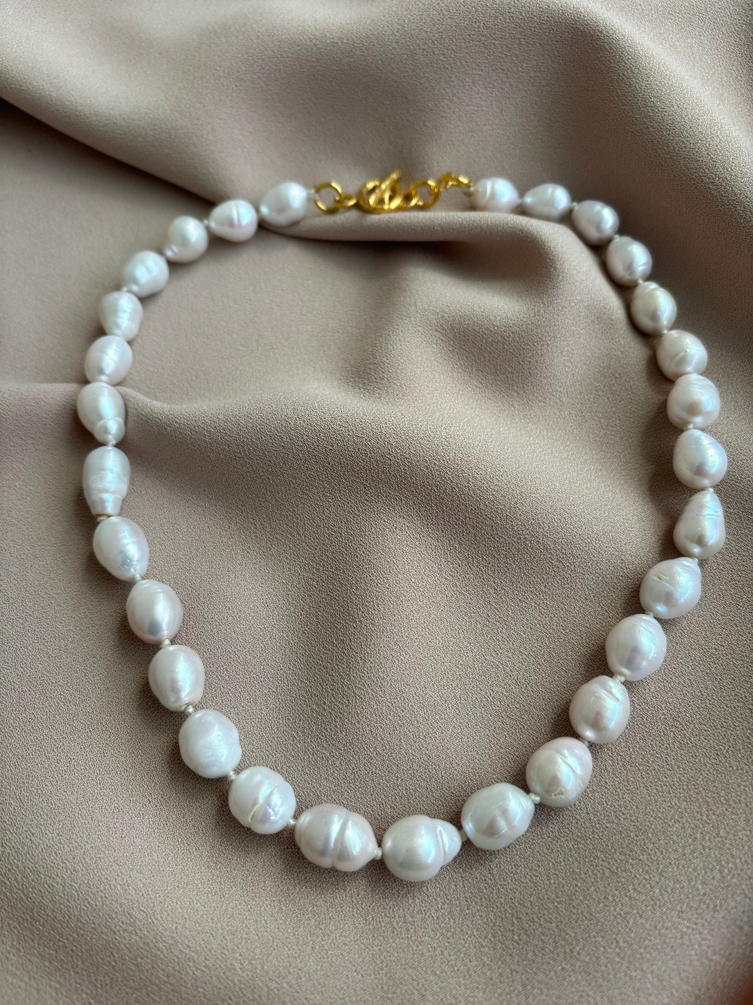 NEW ! Large Edison Pearl Necklace, White Baroque Necklace