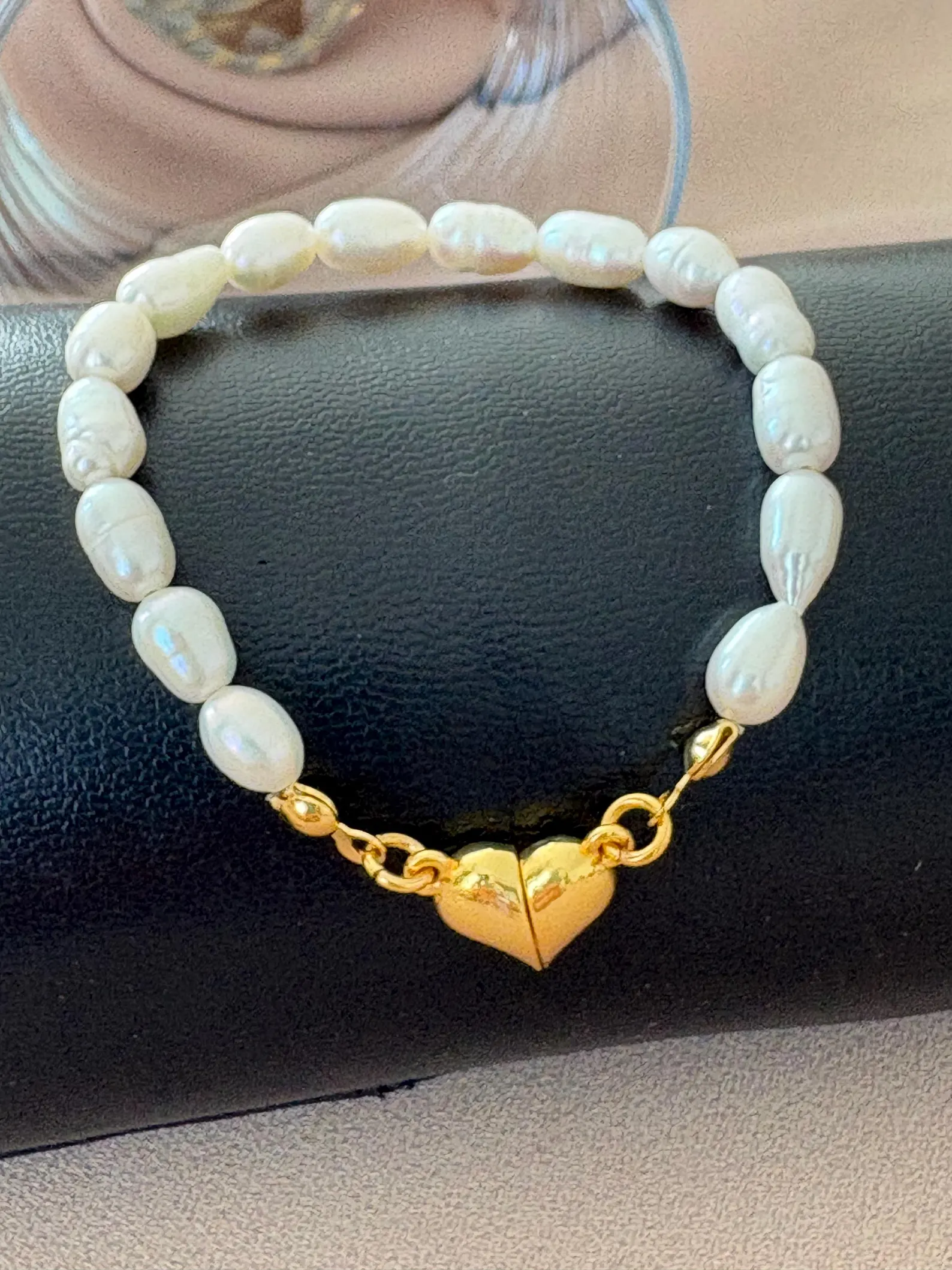 Mıknatıs Kalp Doğal İnci Bileklik