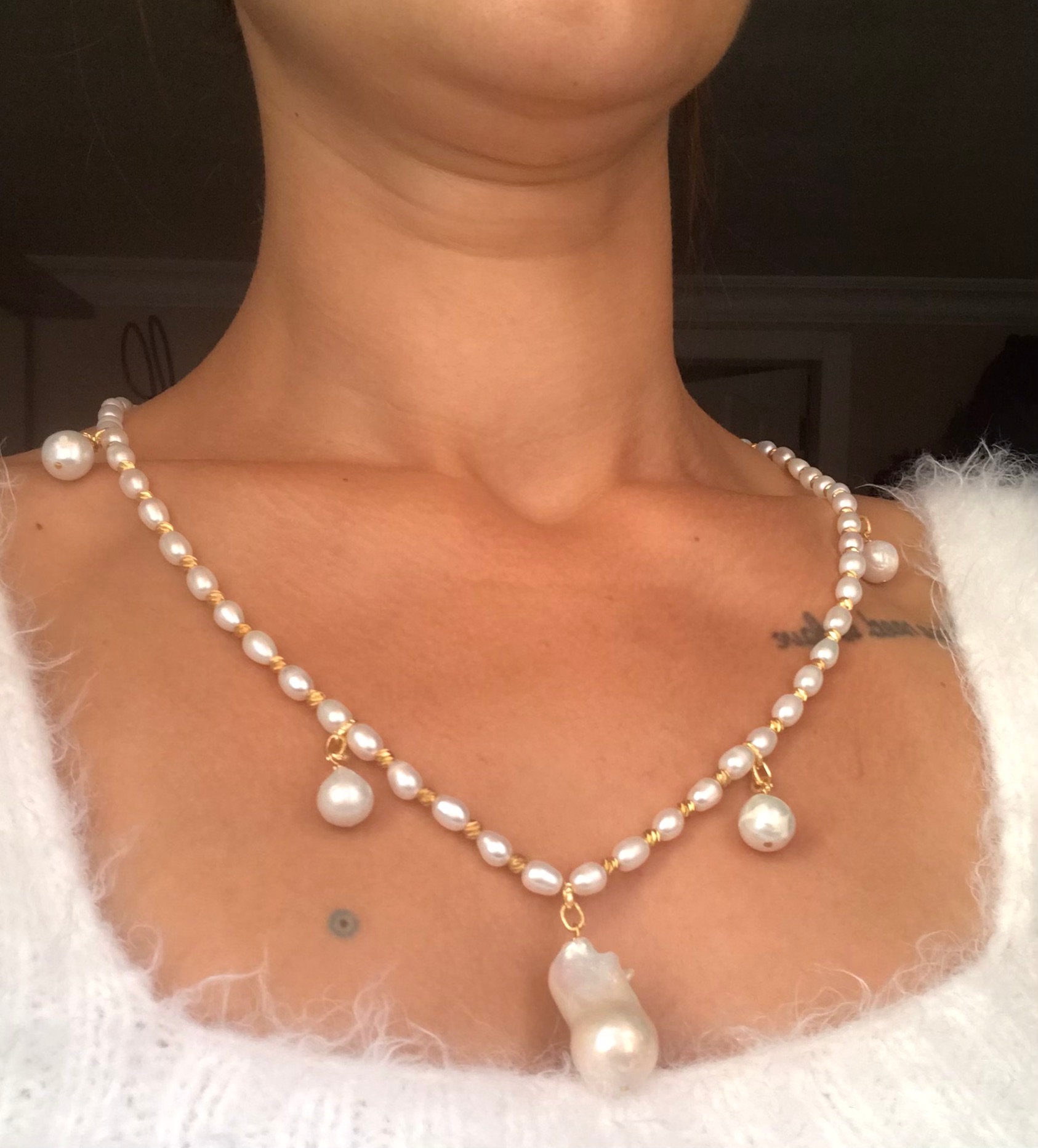 Büyük & Küçük Barok İnci Kolye