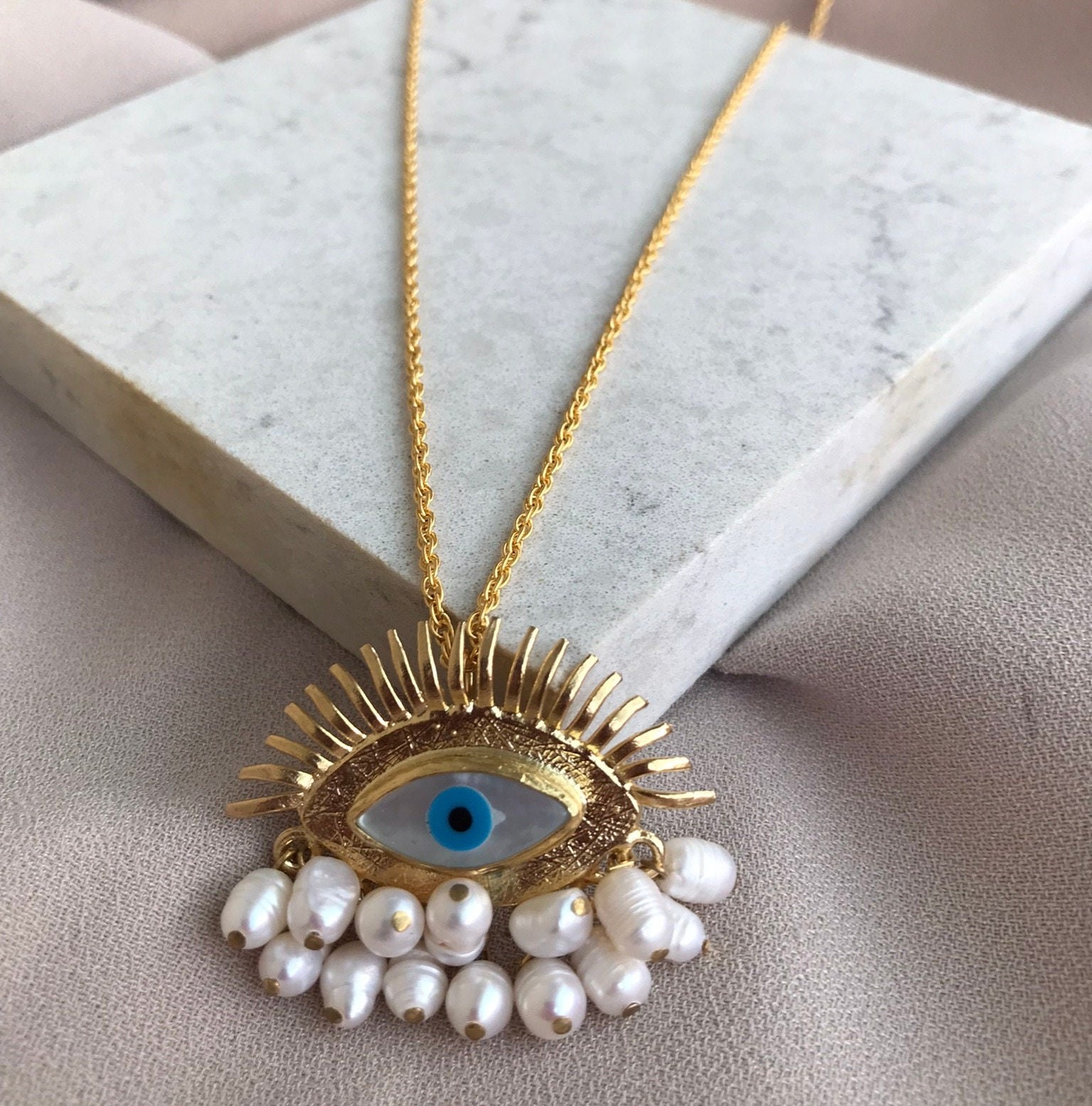 Evil Eye Protection Twirl Chain Necklace