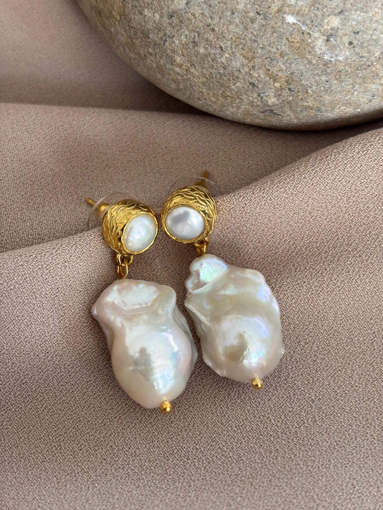 Büyük Barok İnci Küpe