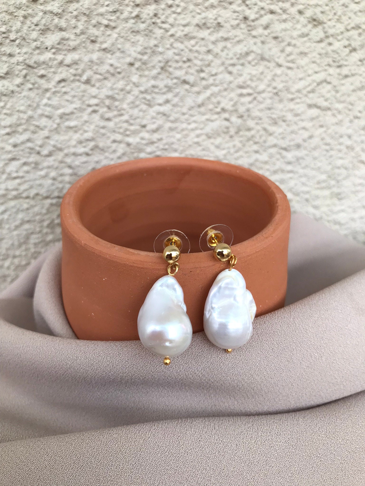 Büyük Barok İnci Küpe