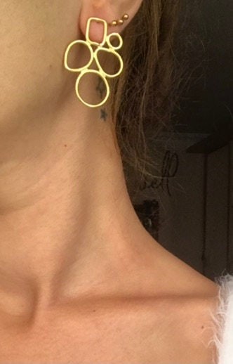 YENİ! Özel Tasarım Döküm Küpeler, El Yapımı Bronz Küpeler, Modern Küpeler