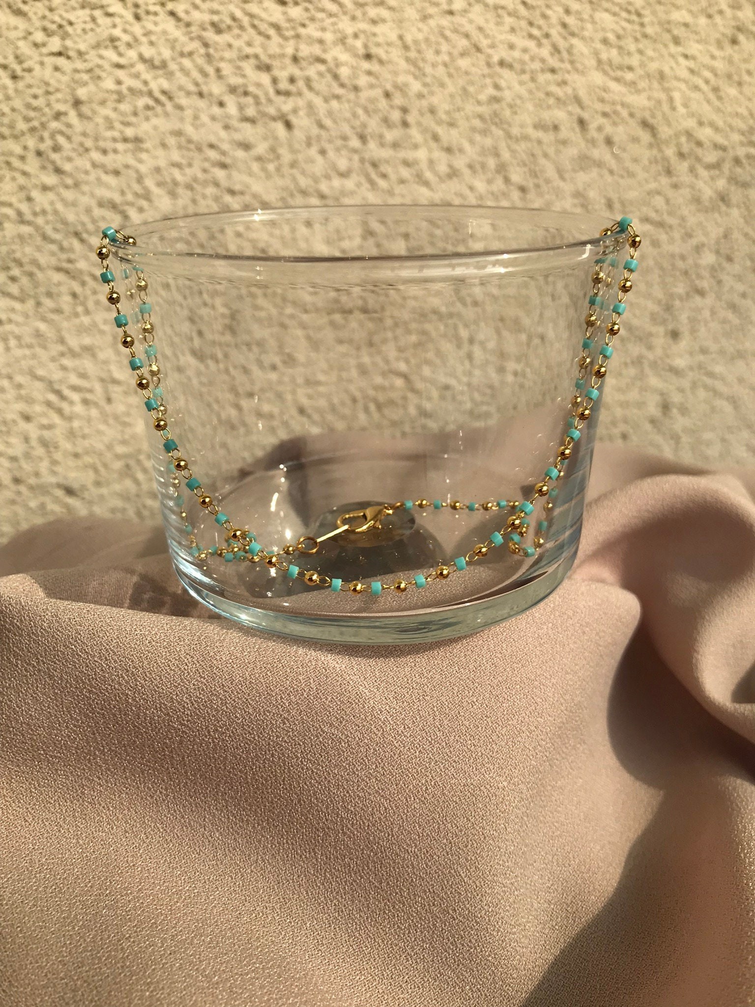 YENİ! Mini Mavi Turkuaz Boncuklu Kolye