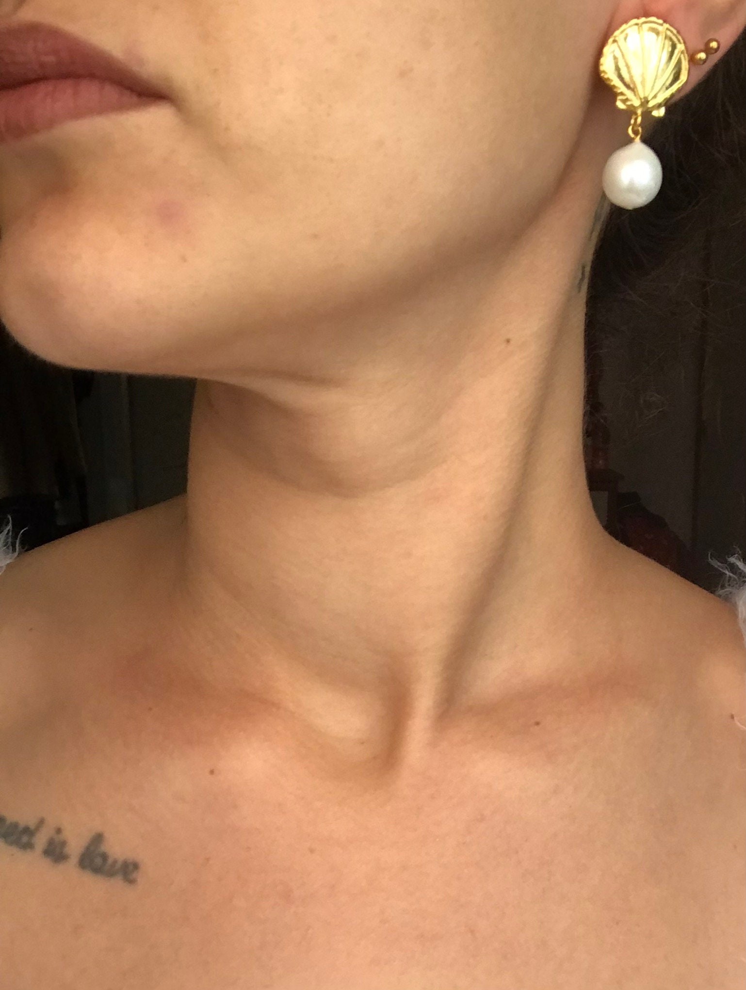 YENİ ! Altın Midye İnci Küpe, Özel Tasarım Küpe