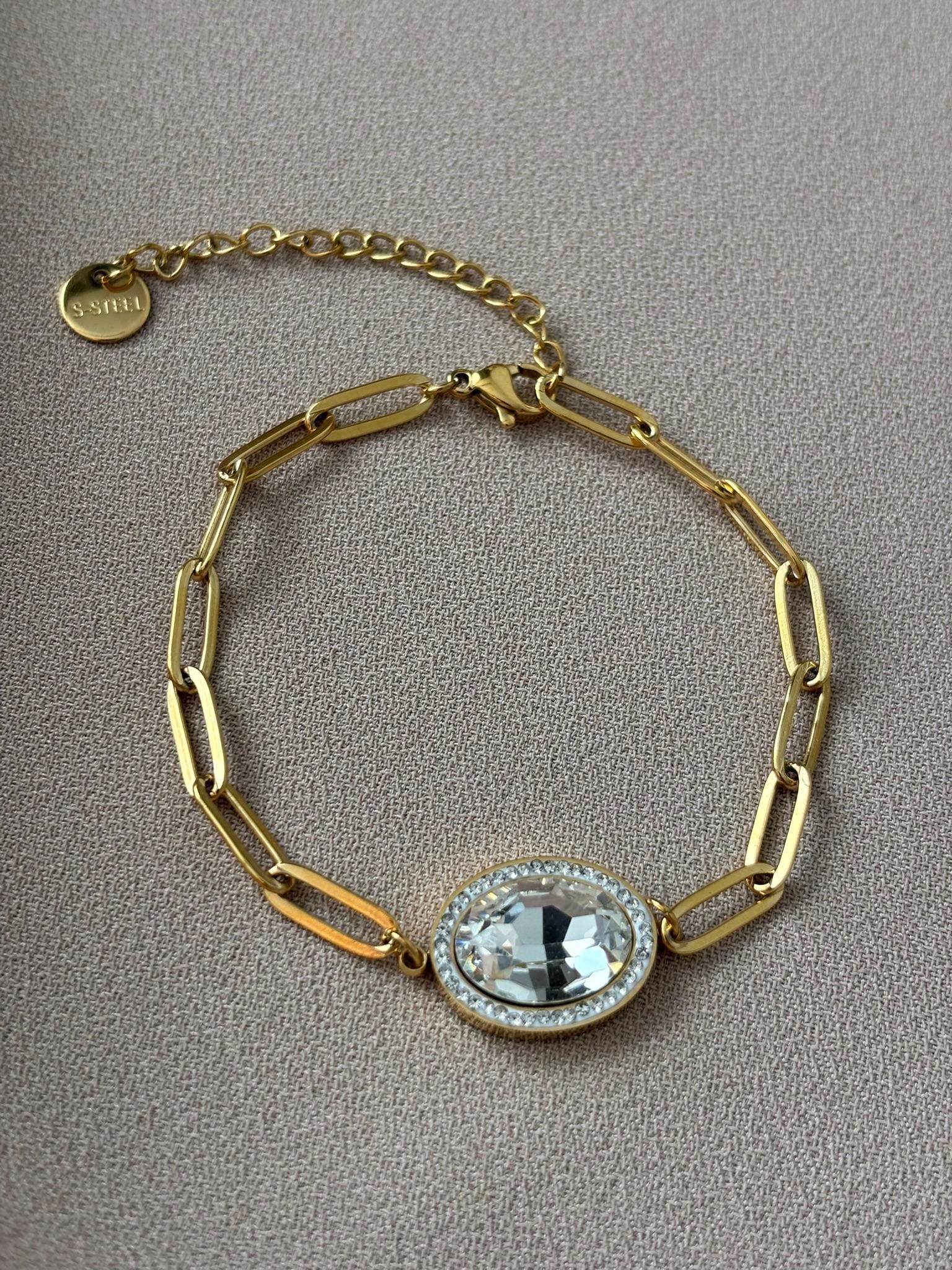 NEW ! Stainless Steel Zircon Stone Bracelet