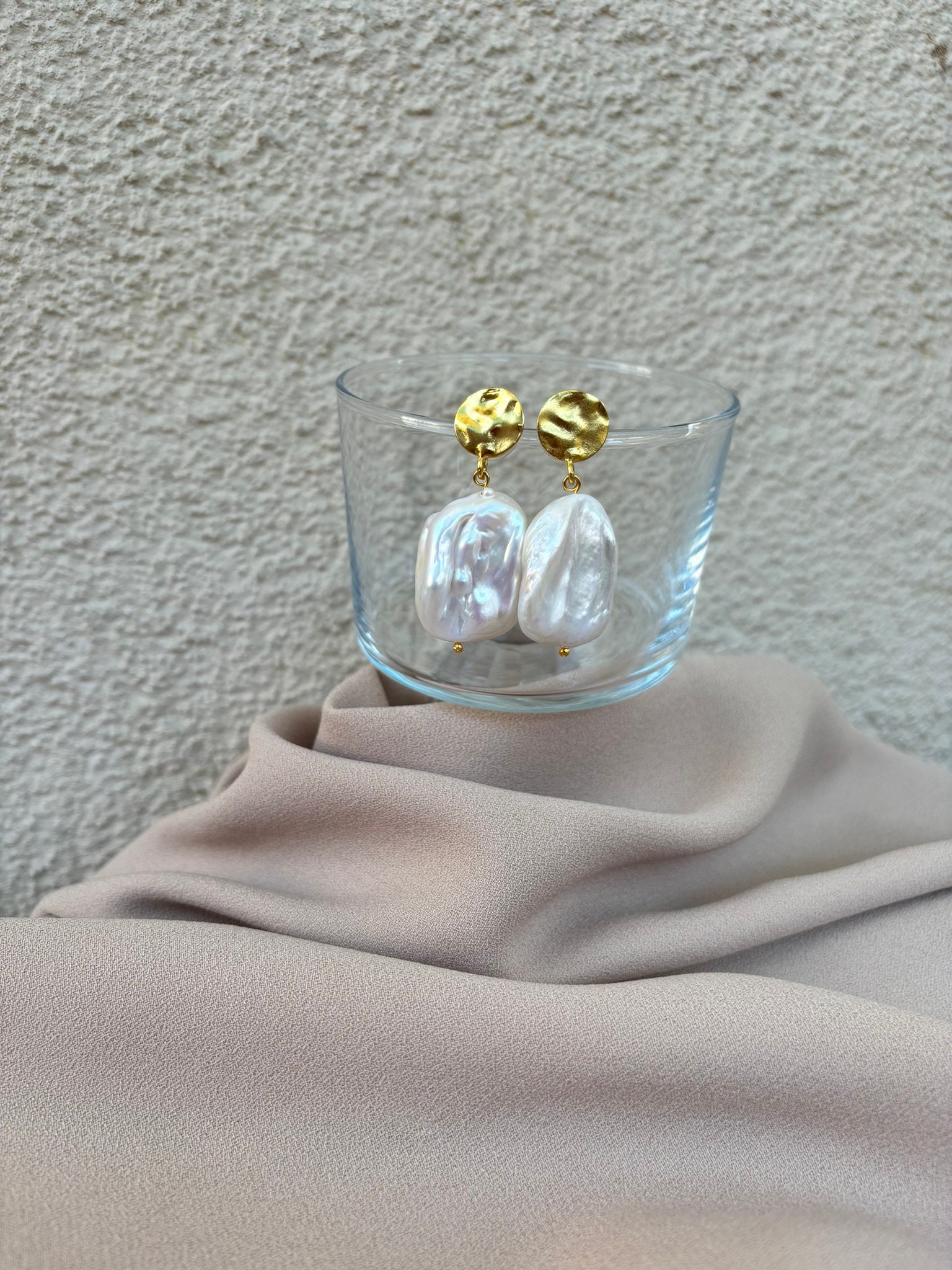 Büyük Düzensiz Barok İnci Küpe