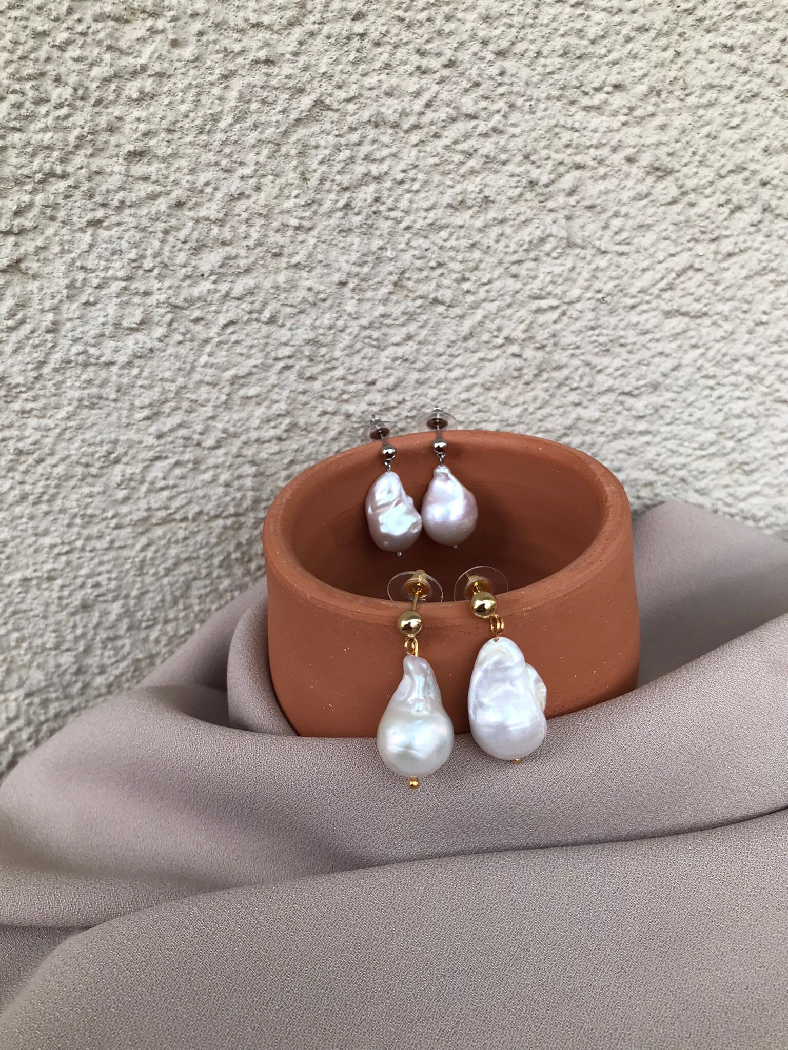 Büyük Barok İnci Küpe