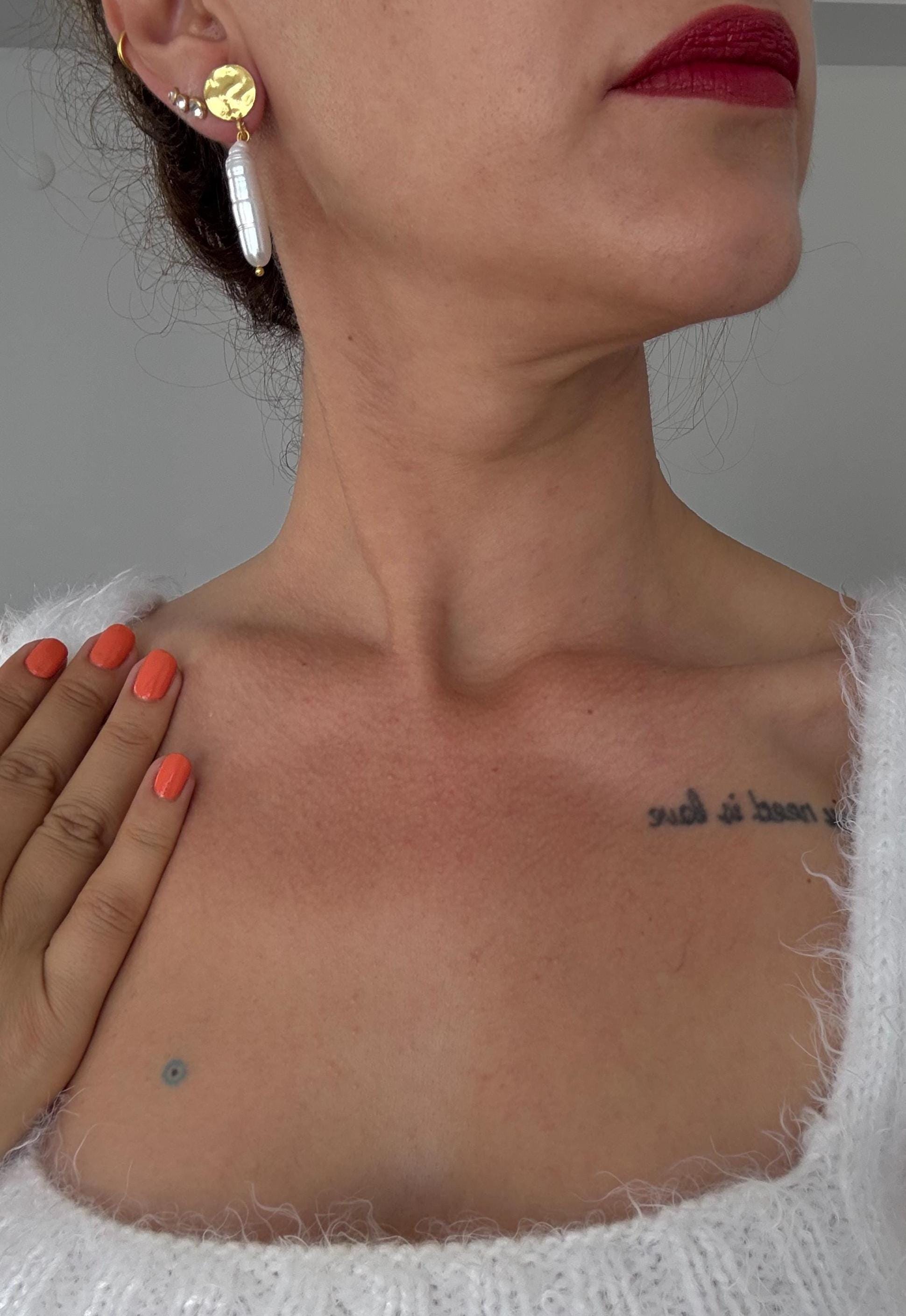 Doğal Silindir İnci Küpe