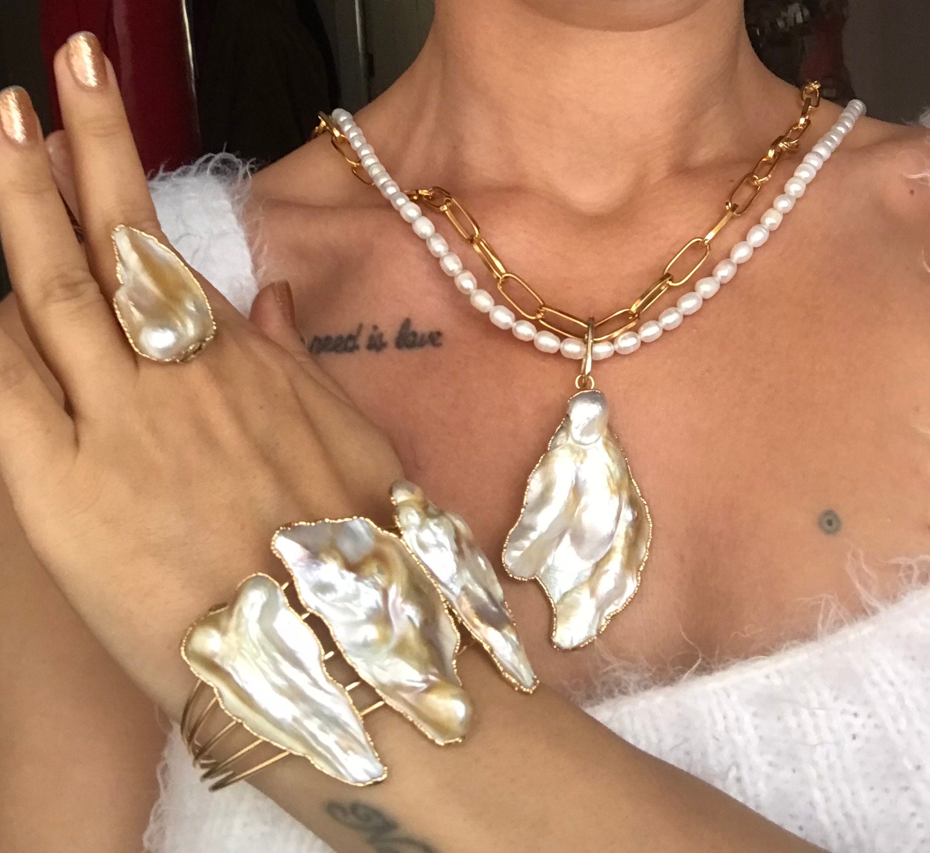 Düzensiz Kemik İnci Tasarım Bileklik