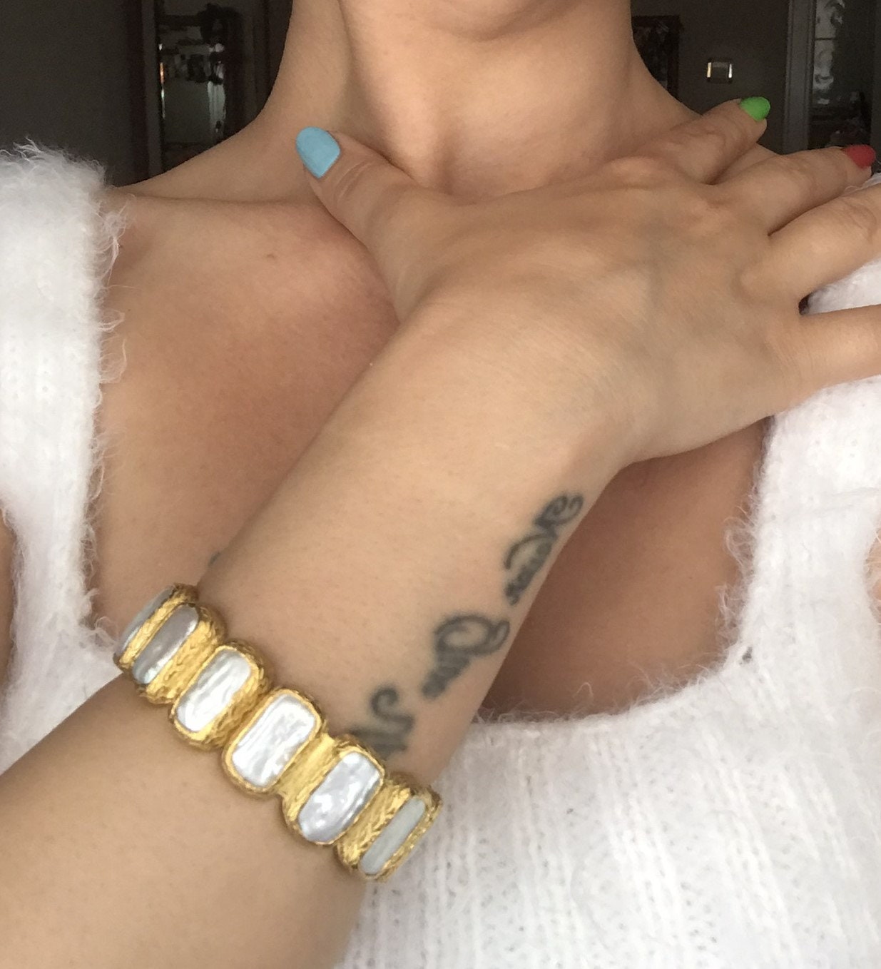 Sıralı Kare İnci Bileklik