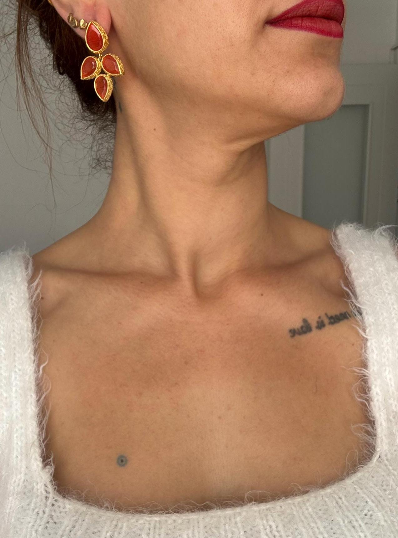 Dört Damla Kedi Gözü Küpe