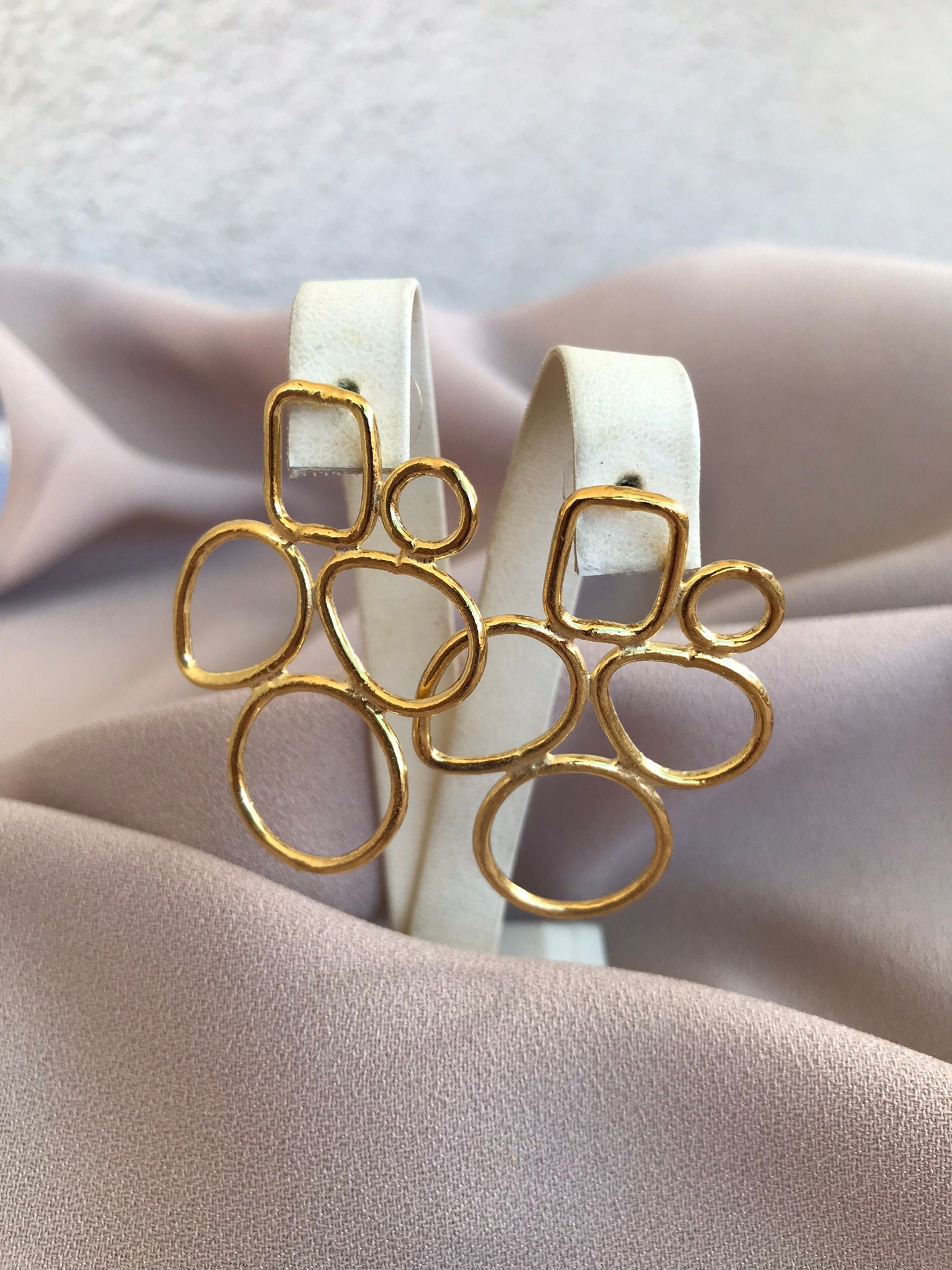 YENİ! Özel Tasarım Döküm Küpeler, El Yapımı Bronz Küpeler, Modern Küpeler