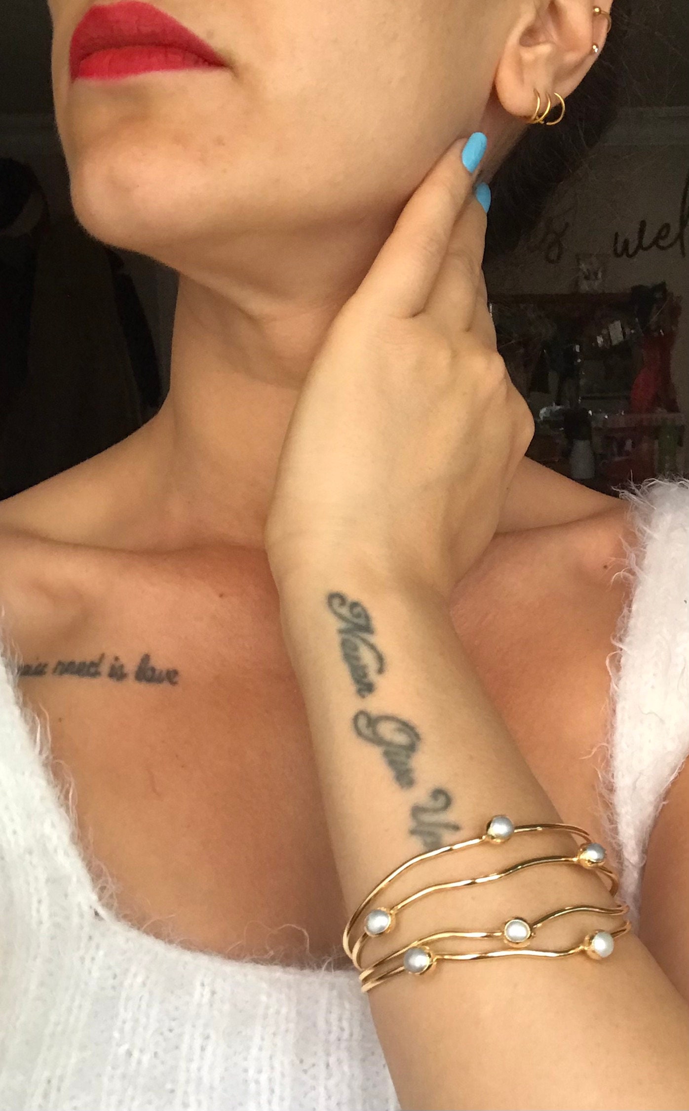 Dalgalı Manşet İnci Bileklik