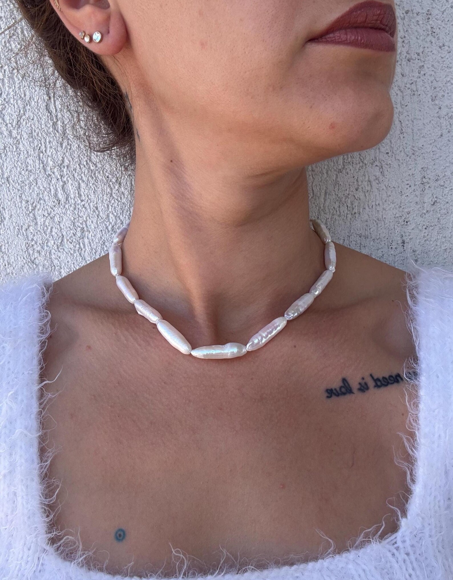 Silindir Barok İnci Kolye El Örme Kolye