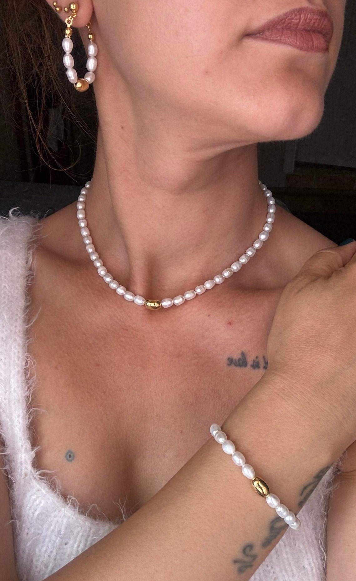 Altın Kaplama İnci Kolye