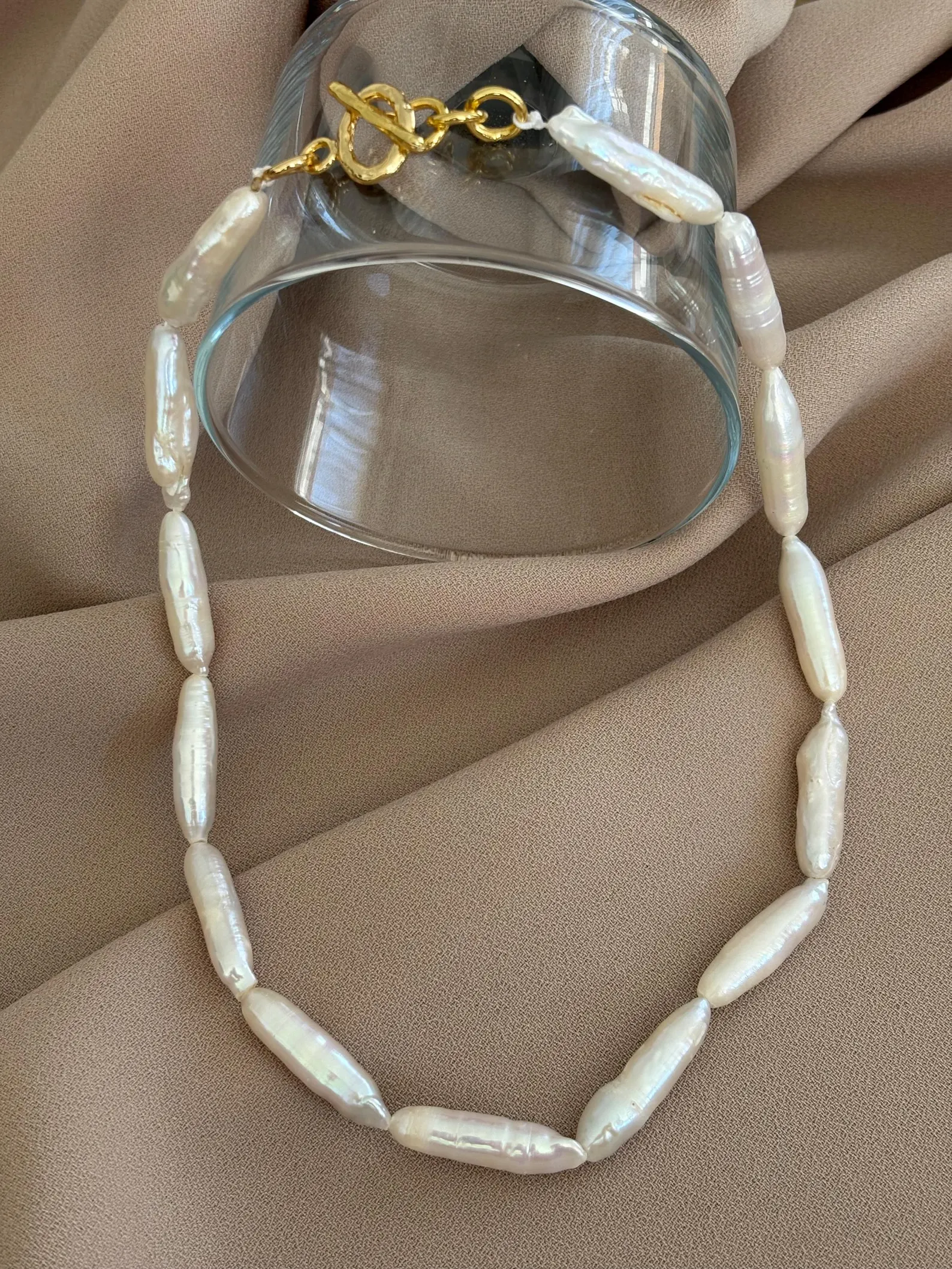 Silindir Barok İnci Kolye El Örme Kolye