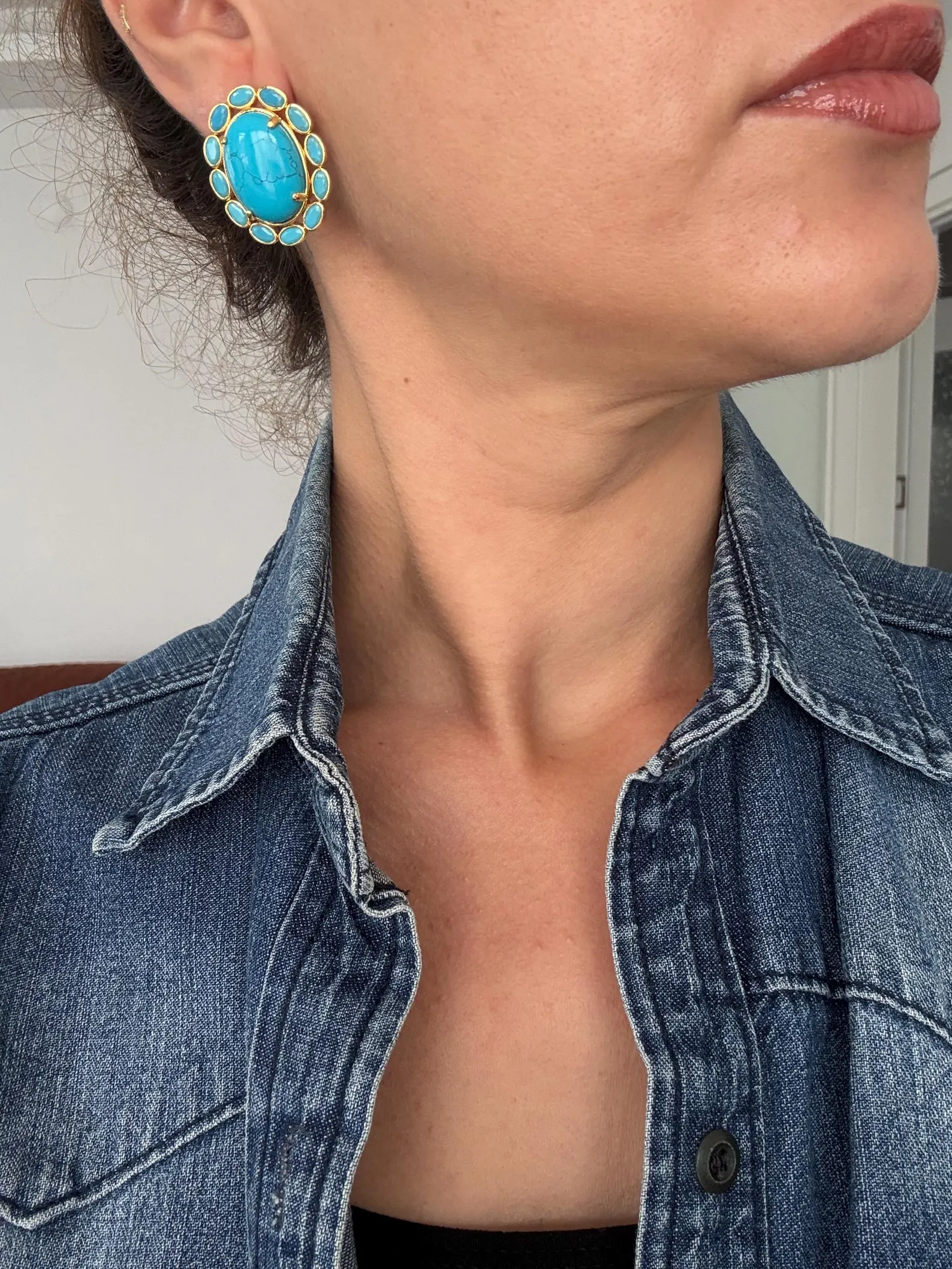 Vintage Doğal Taş Zirkon Küpeler