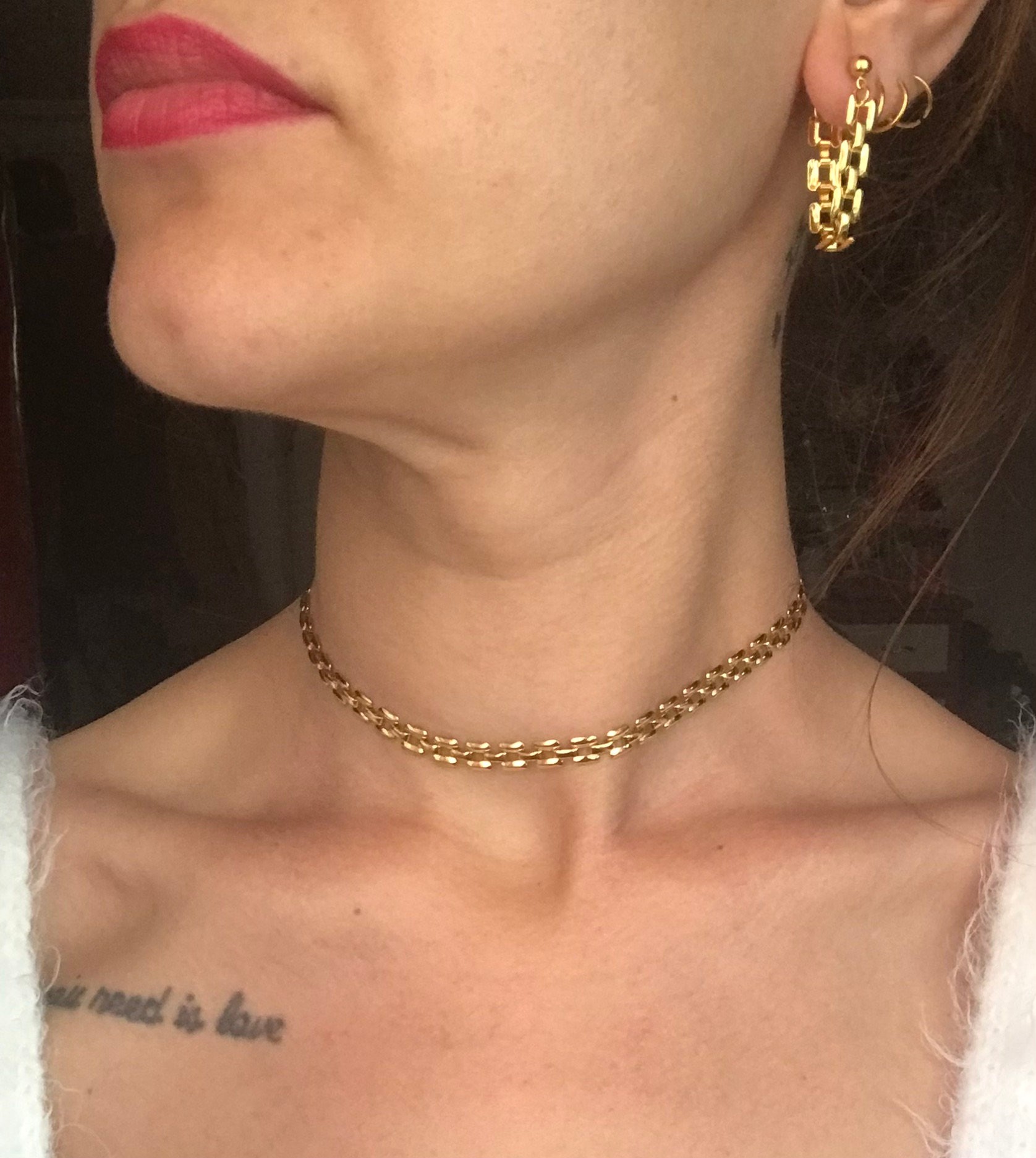 YENİ! Zamansız Hasır Zincir Kolye, Vintage Zincir, Retro Zincir