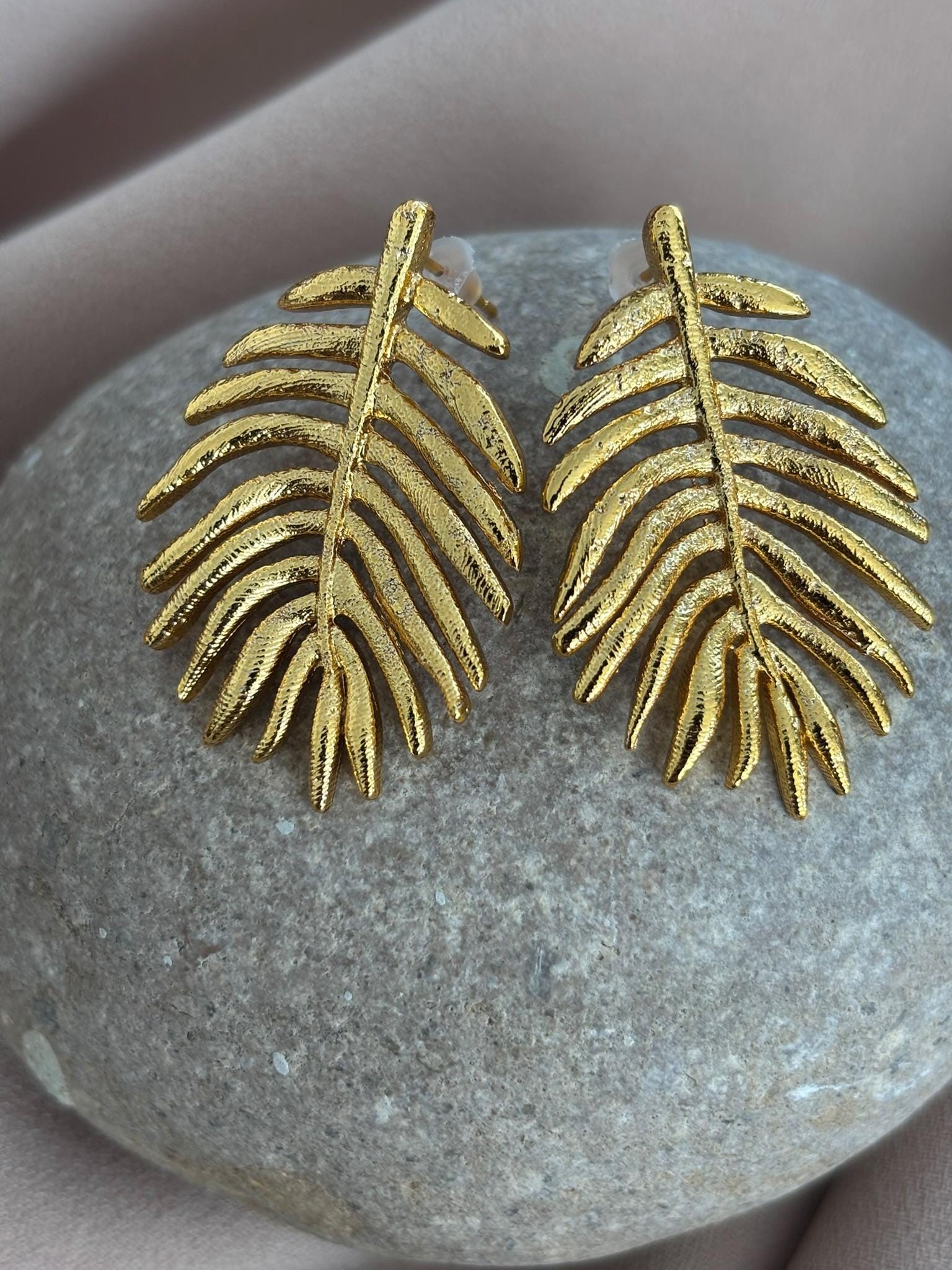 YENİ! Özel Yaprak Tasarım Döküm Küpe, El Yapımı Bronz Küpe