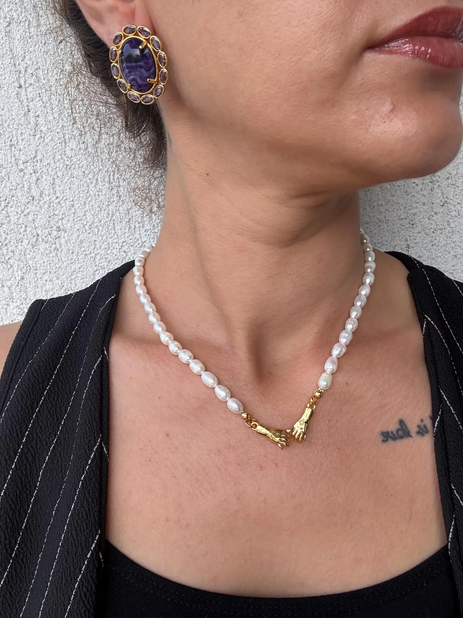 Vintage Doğal Taş Zirkon Küpeler