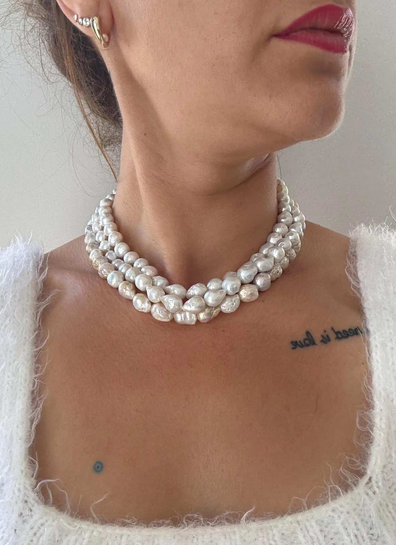 Üç Sıra Edison İnci Kolye