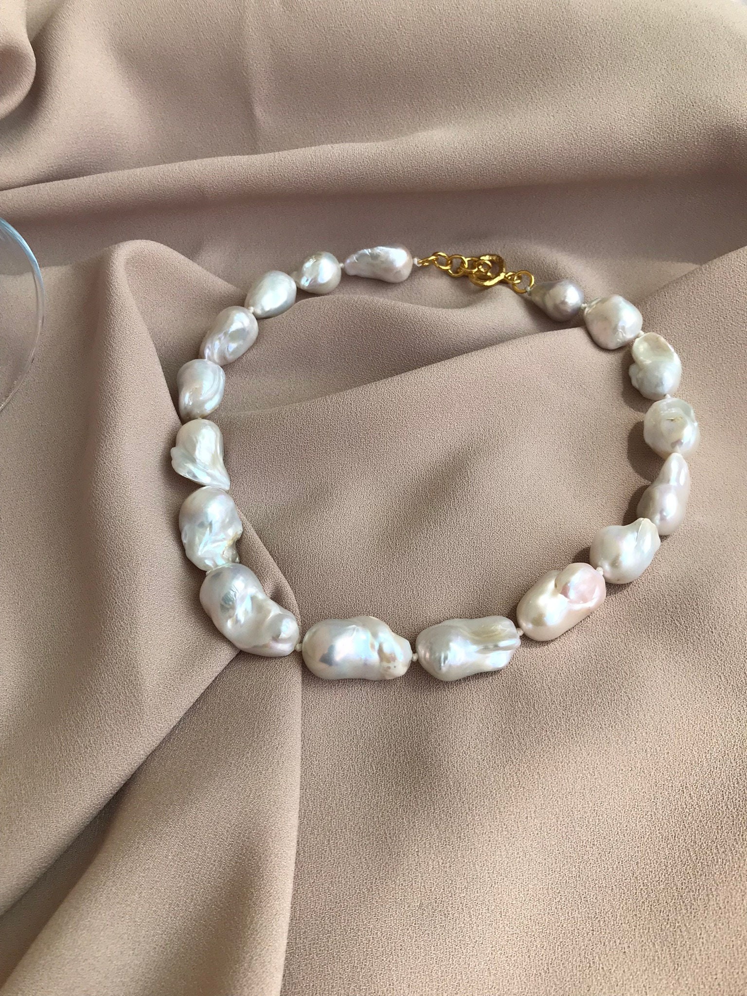 NEW ! Large Baroque Pearl Necklace, White Baroque Necklace, Timeless Necklace