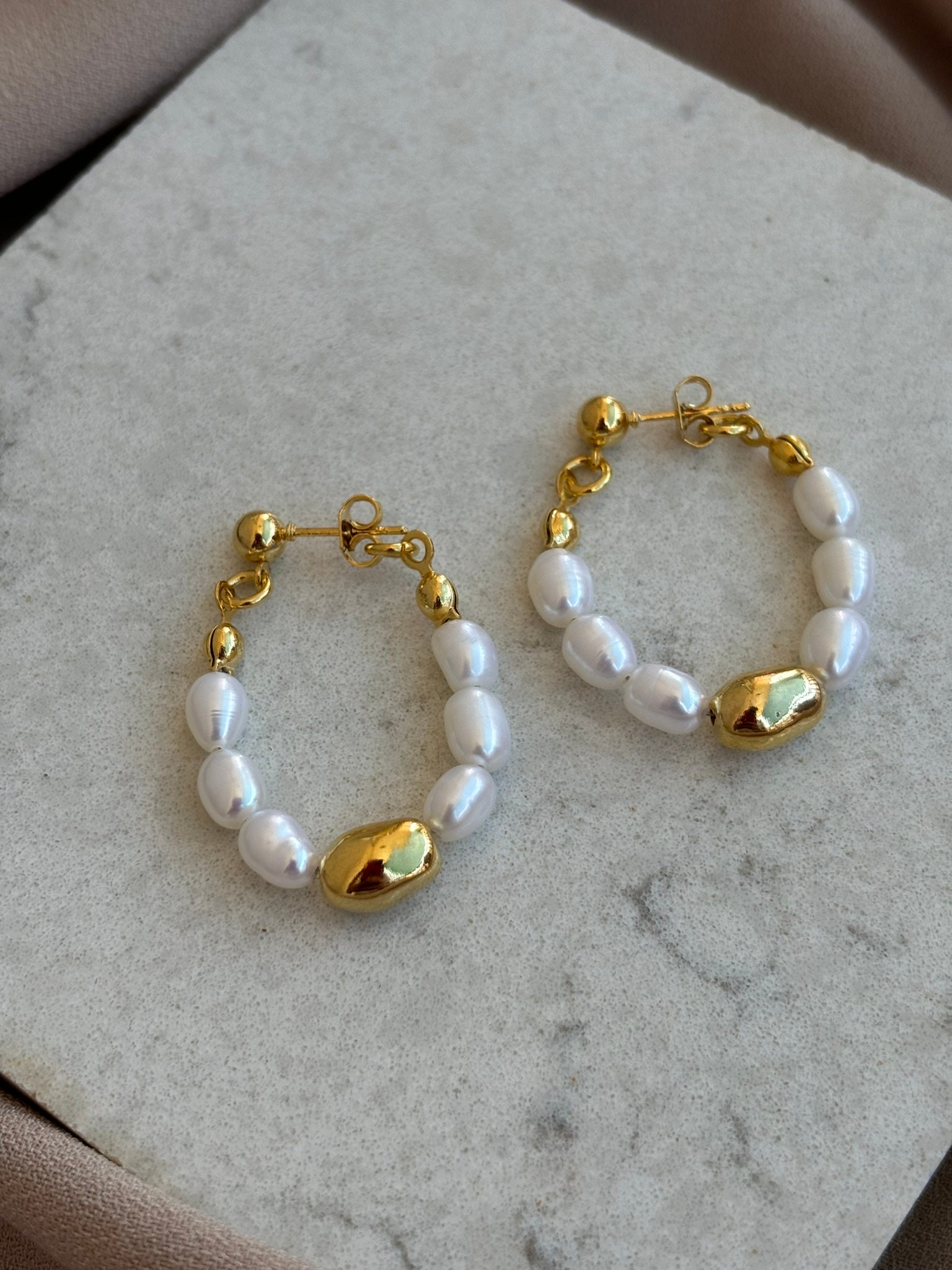 Altın Kaplama İnci Küpe