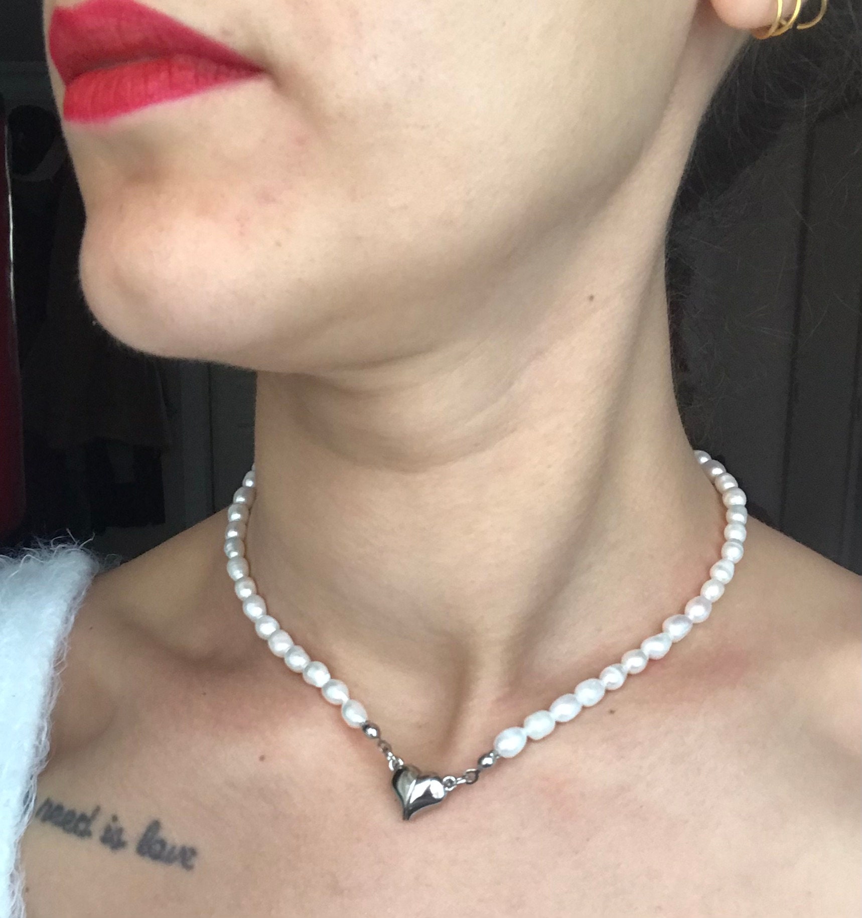 Mıknatıslı Kalp İnci Kolye