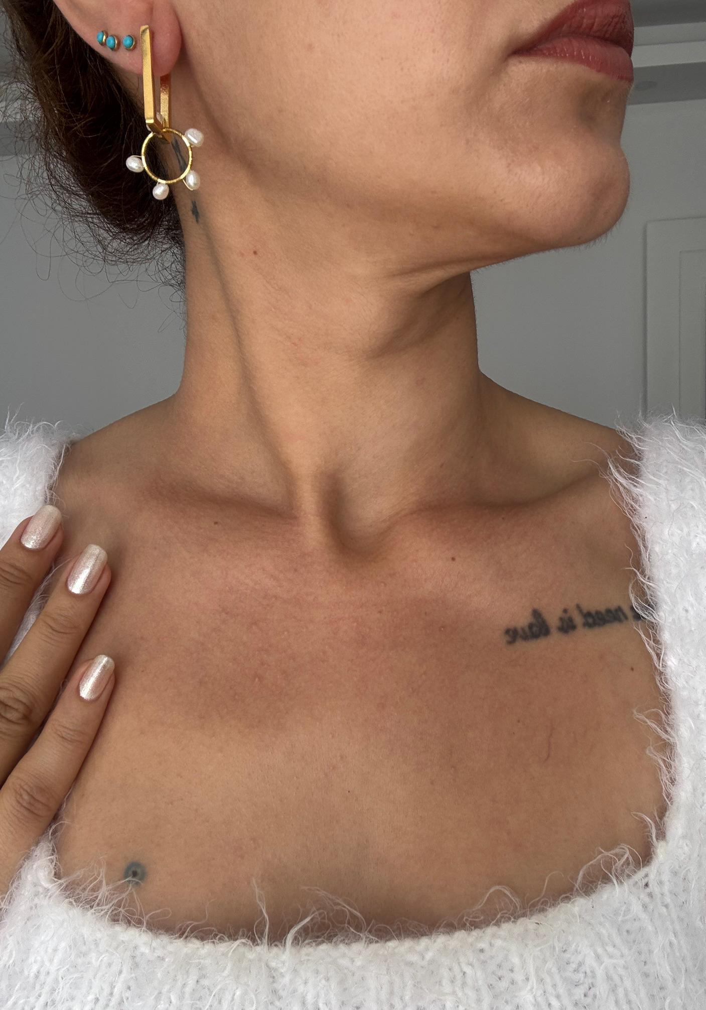 Dikdörtgen Model Halka İnci Küpe