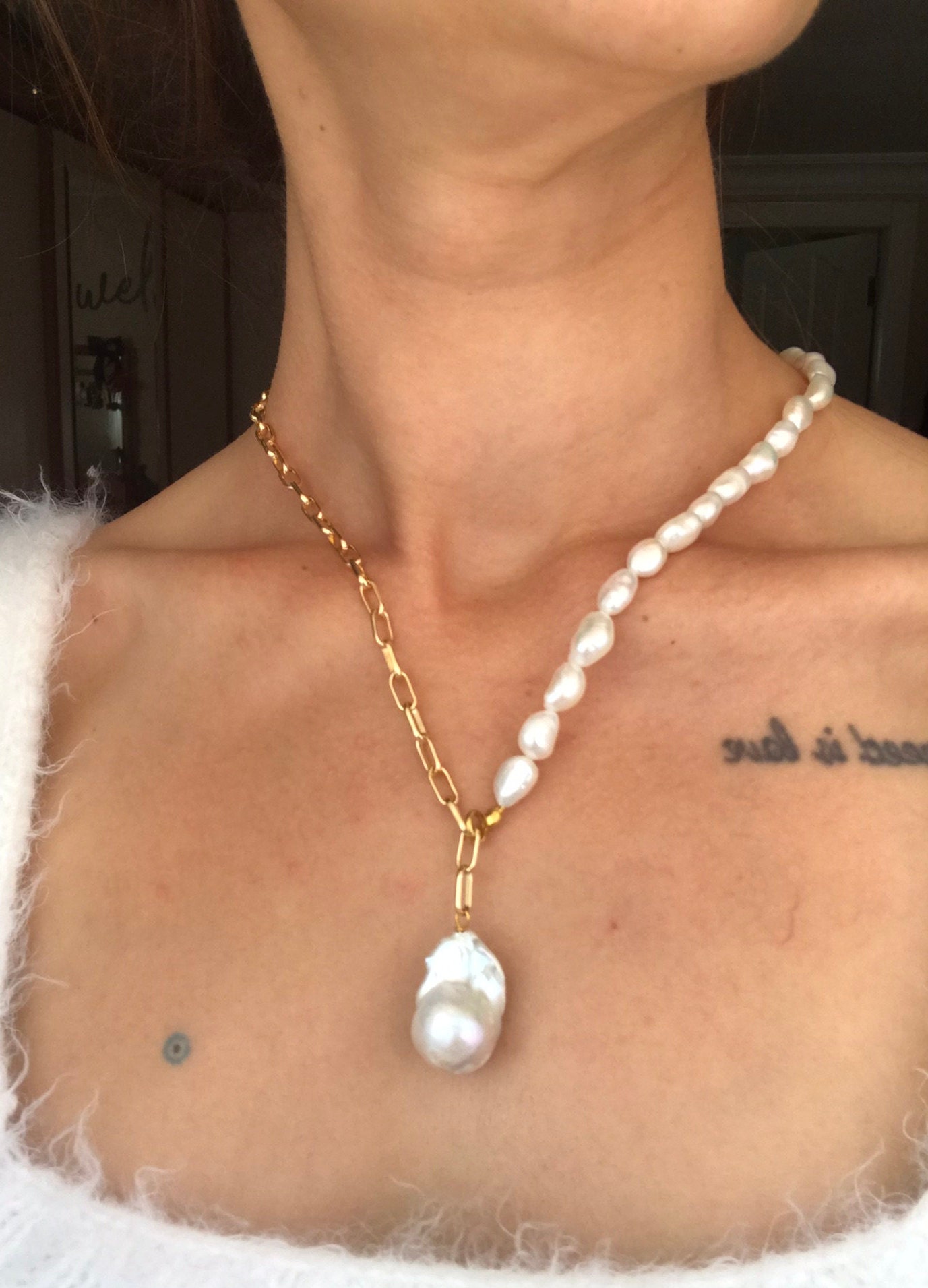 Barok & Arpa İnci Kombin Kolye