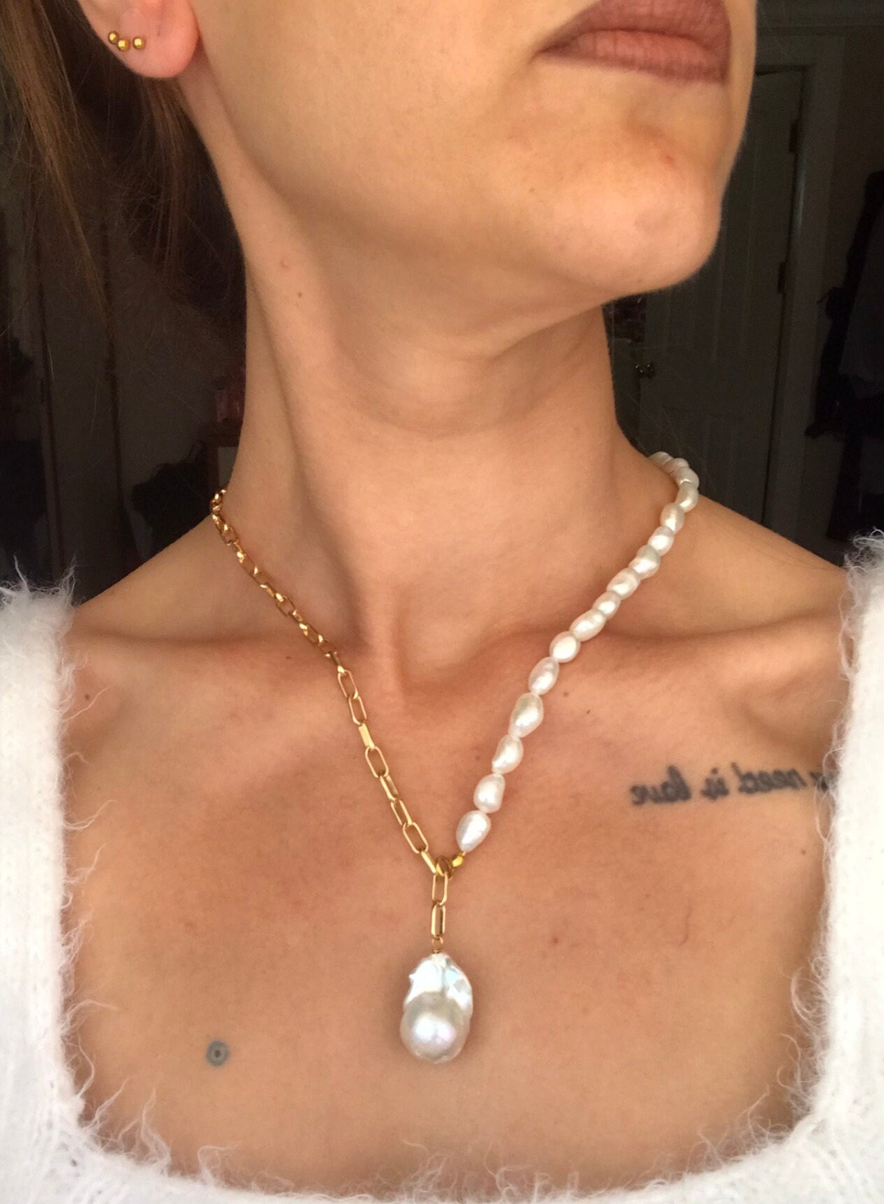 Barok & Arpa İnci Kombin Kolye