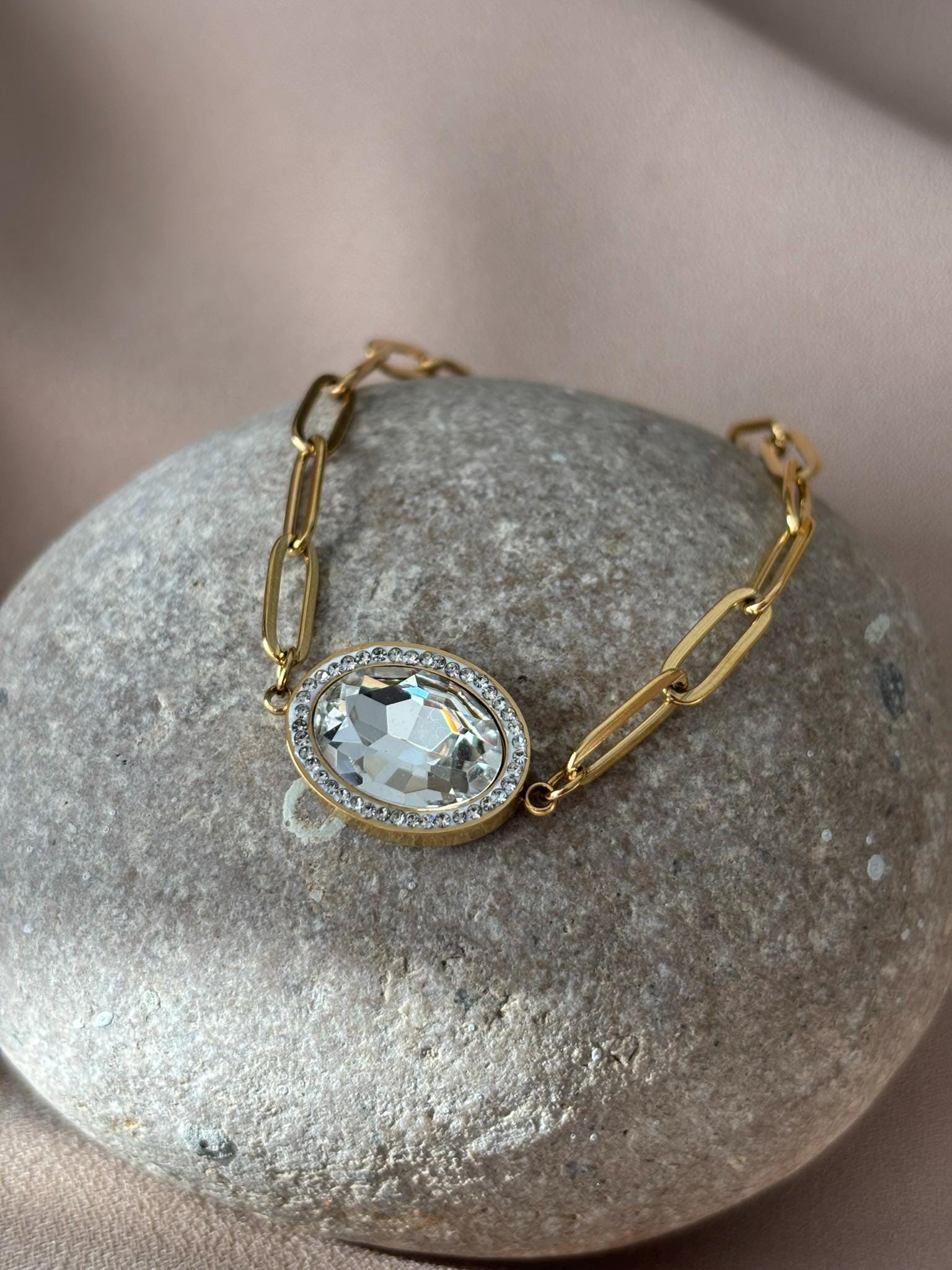 NEW ! Stainless Steel Zircon Stone Bracelet