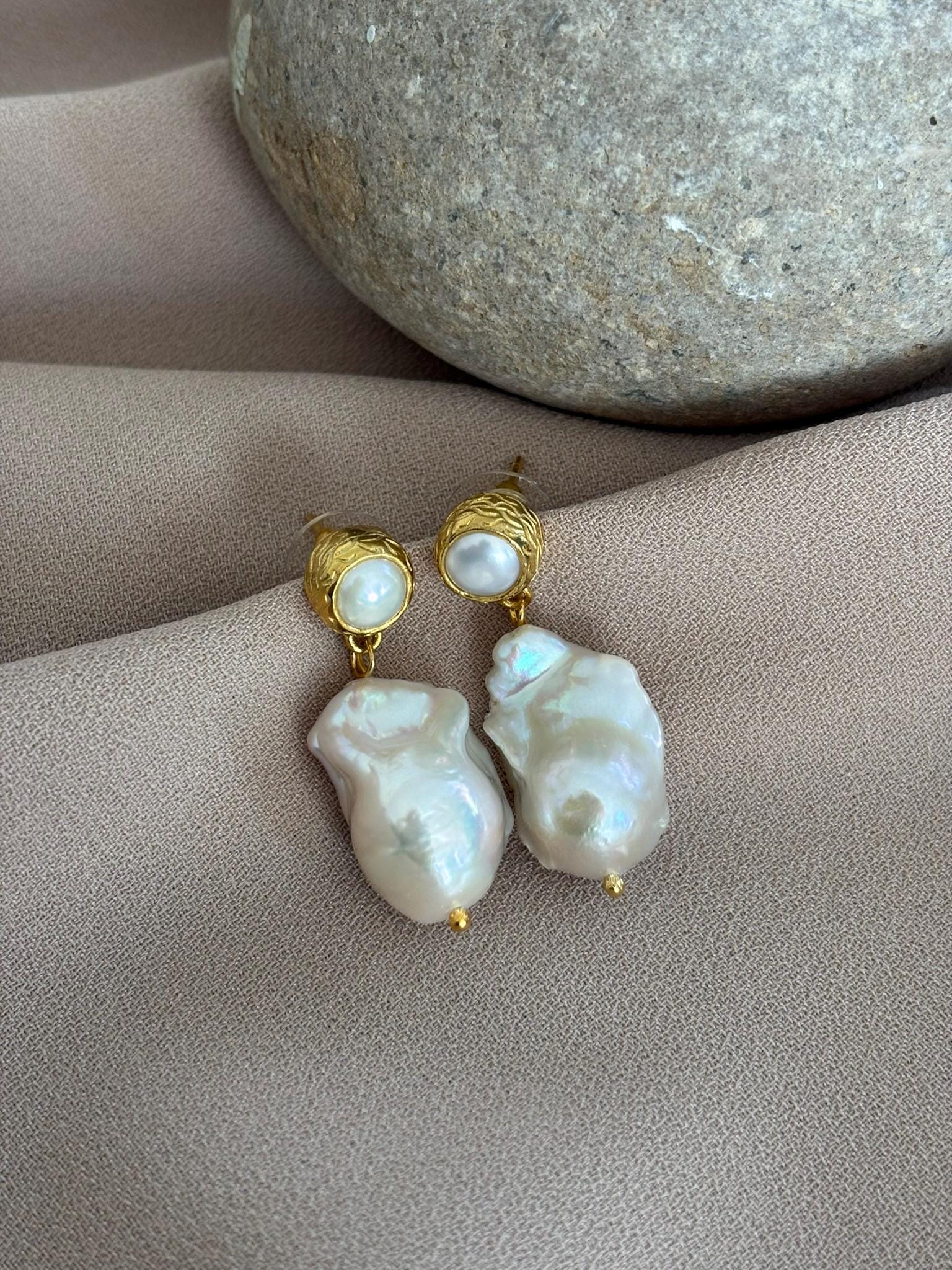 Büyük Barok İnci Küpe