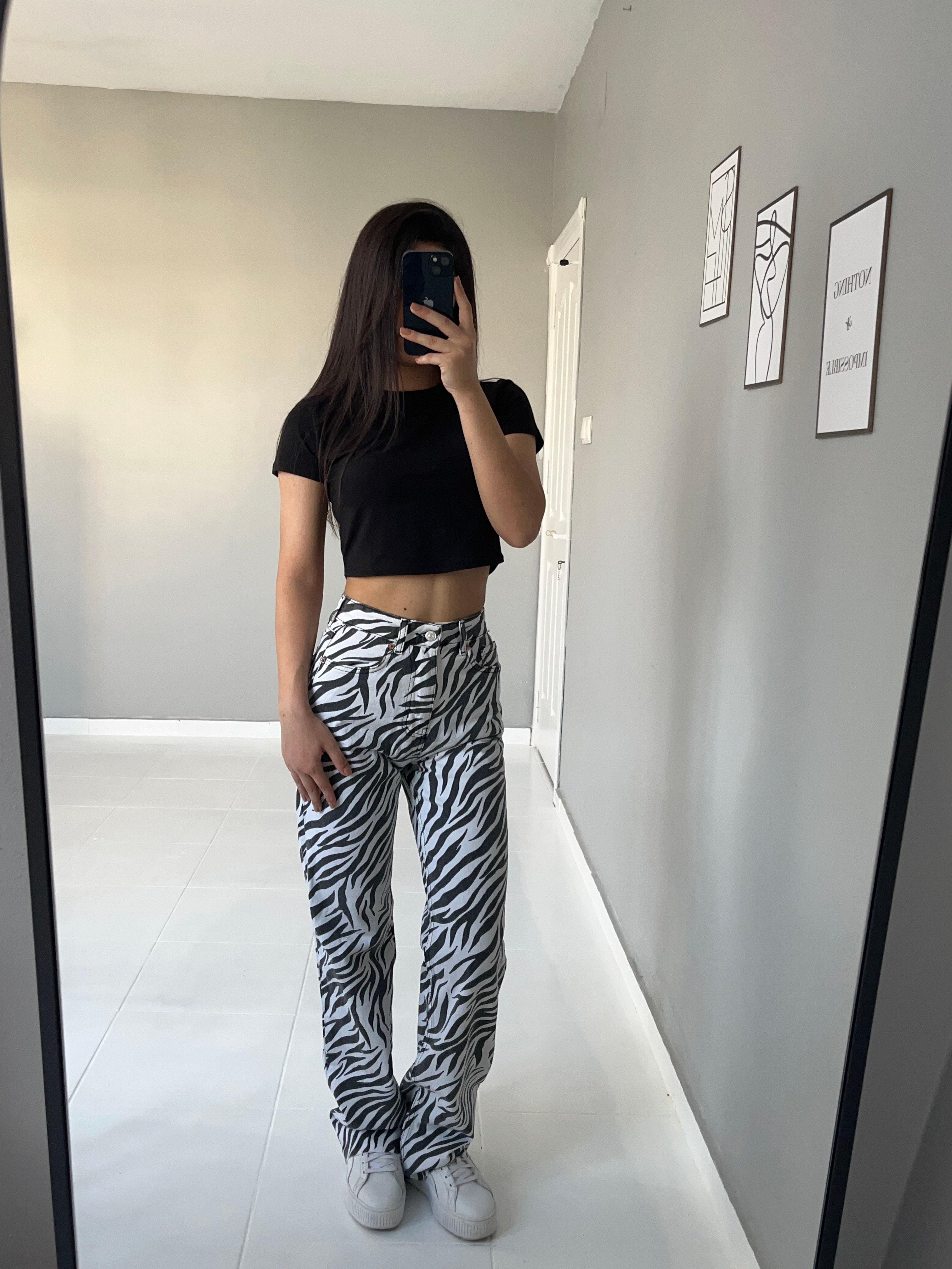 Zebra Desen Straight Jean