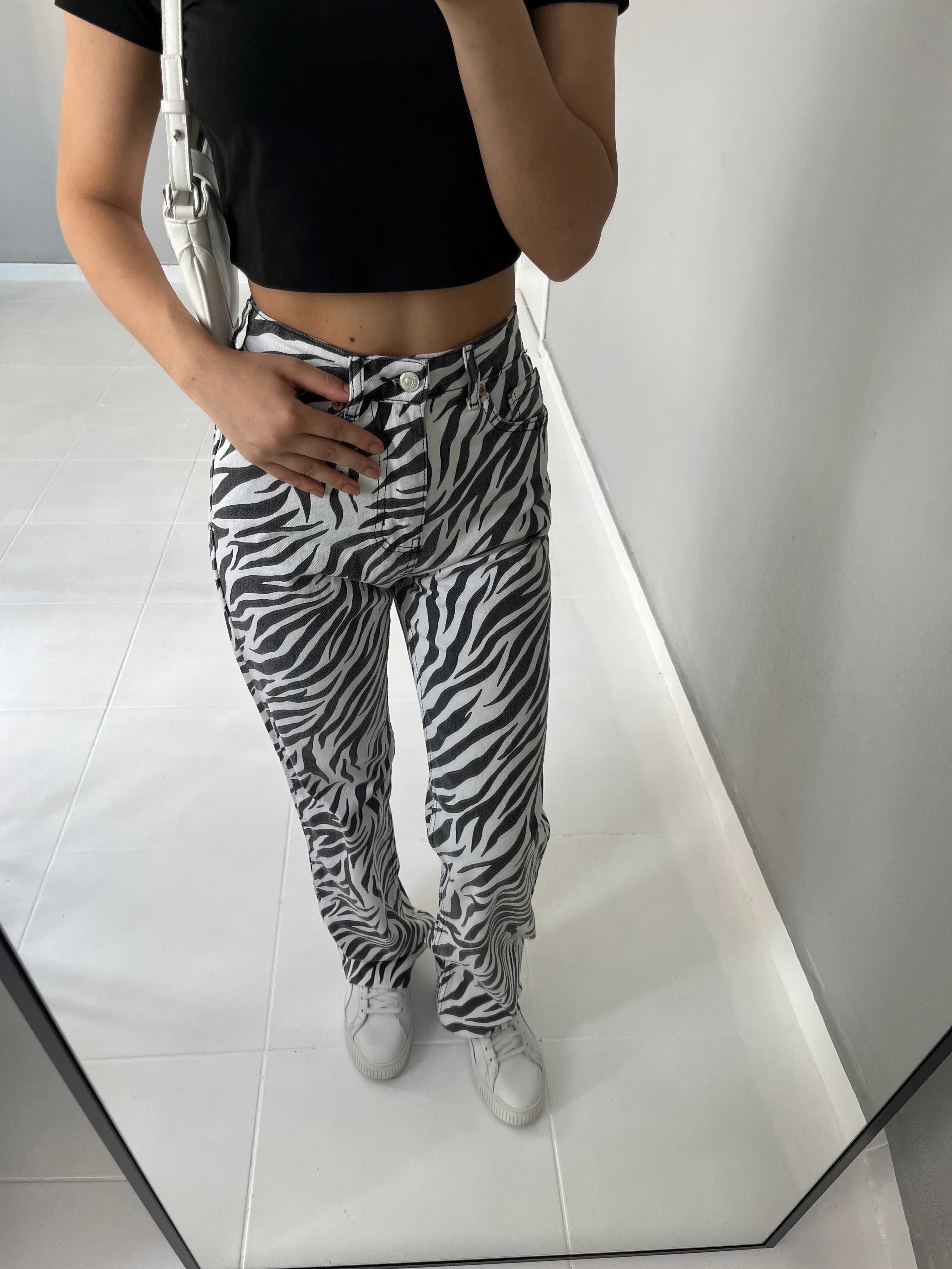 Zebra Desen Straight Jean