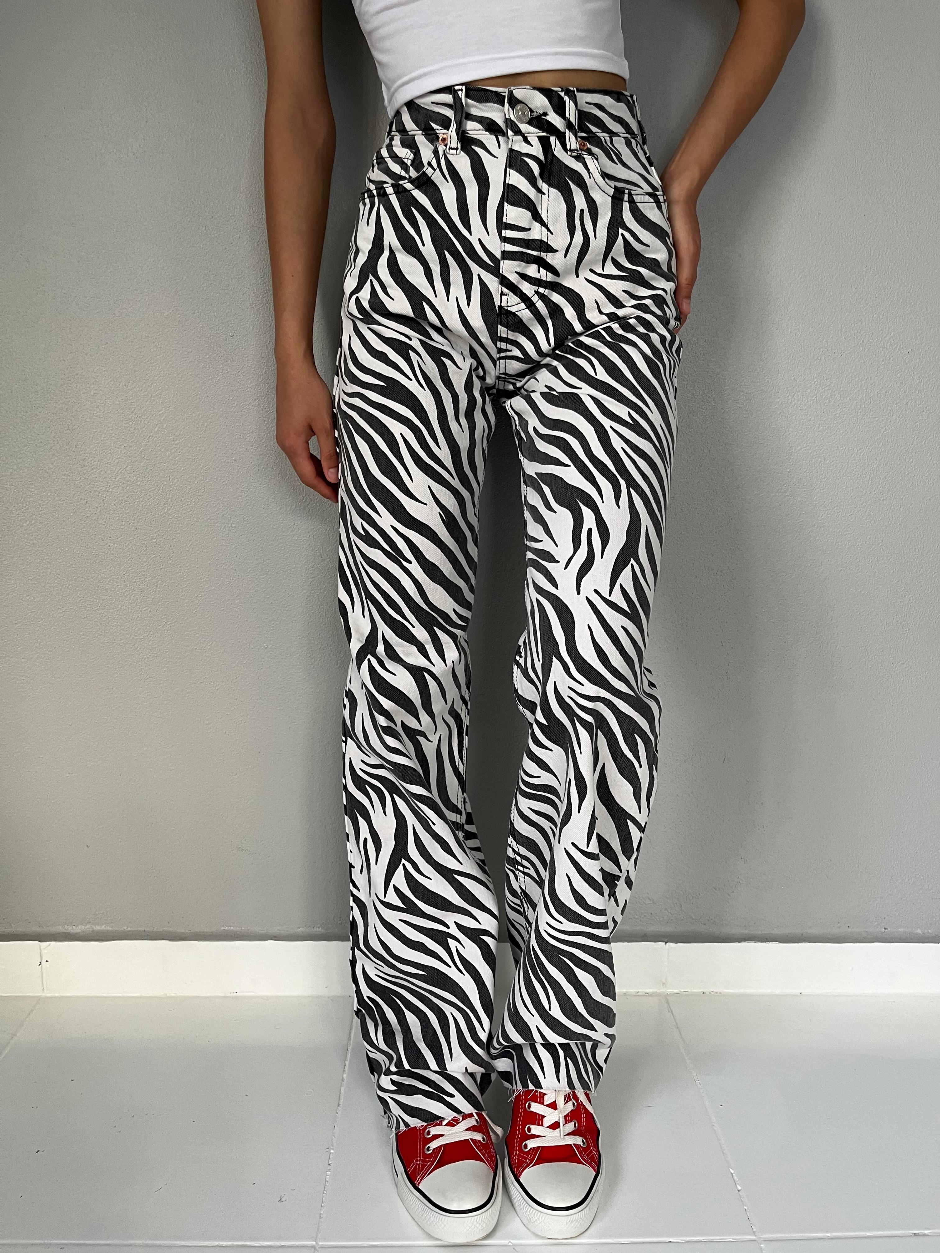 Zebra Desen Straight Jean