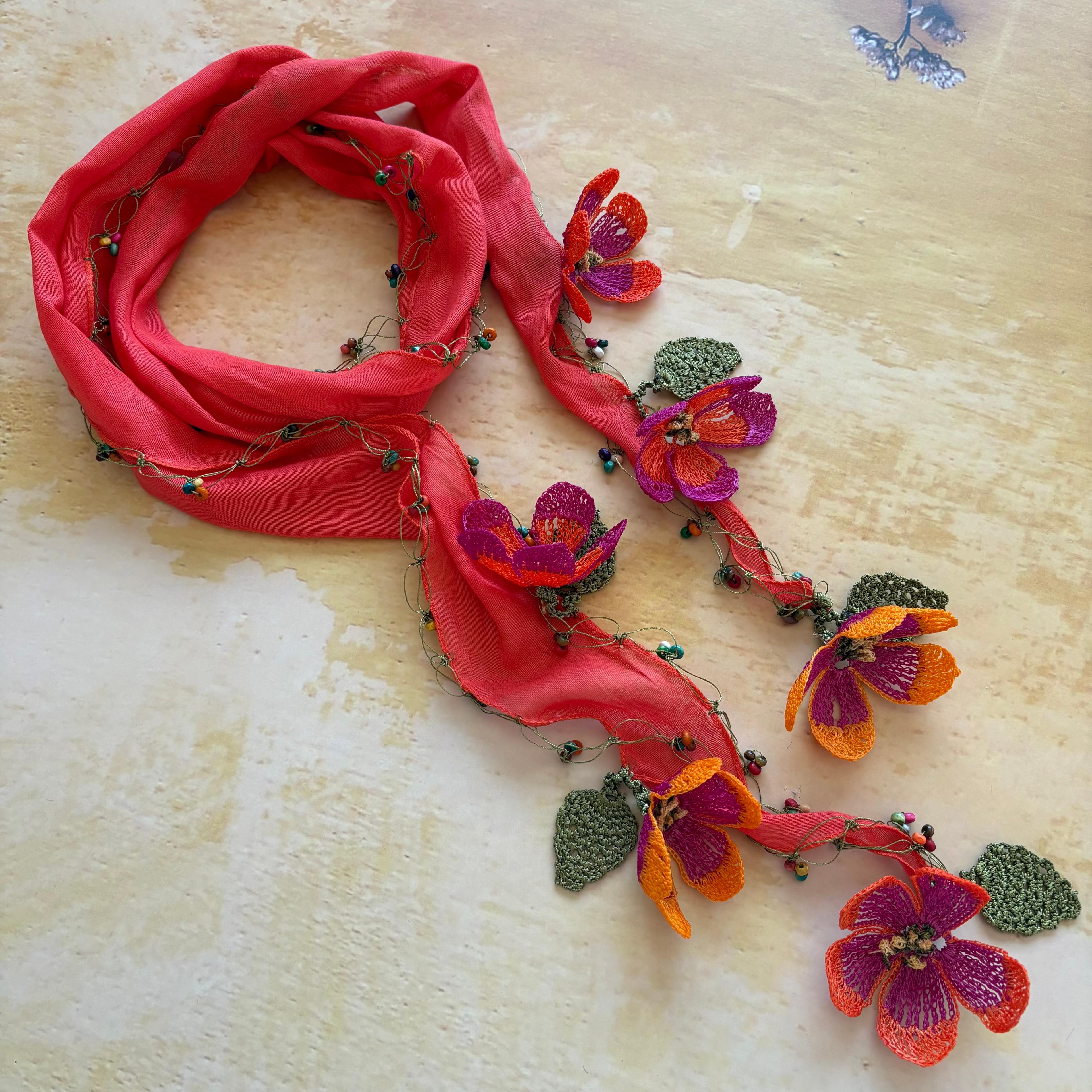 Yemeni Bağlamış Telli Başına (Bandana - Nar Çiçeği