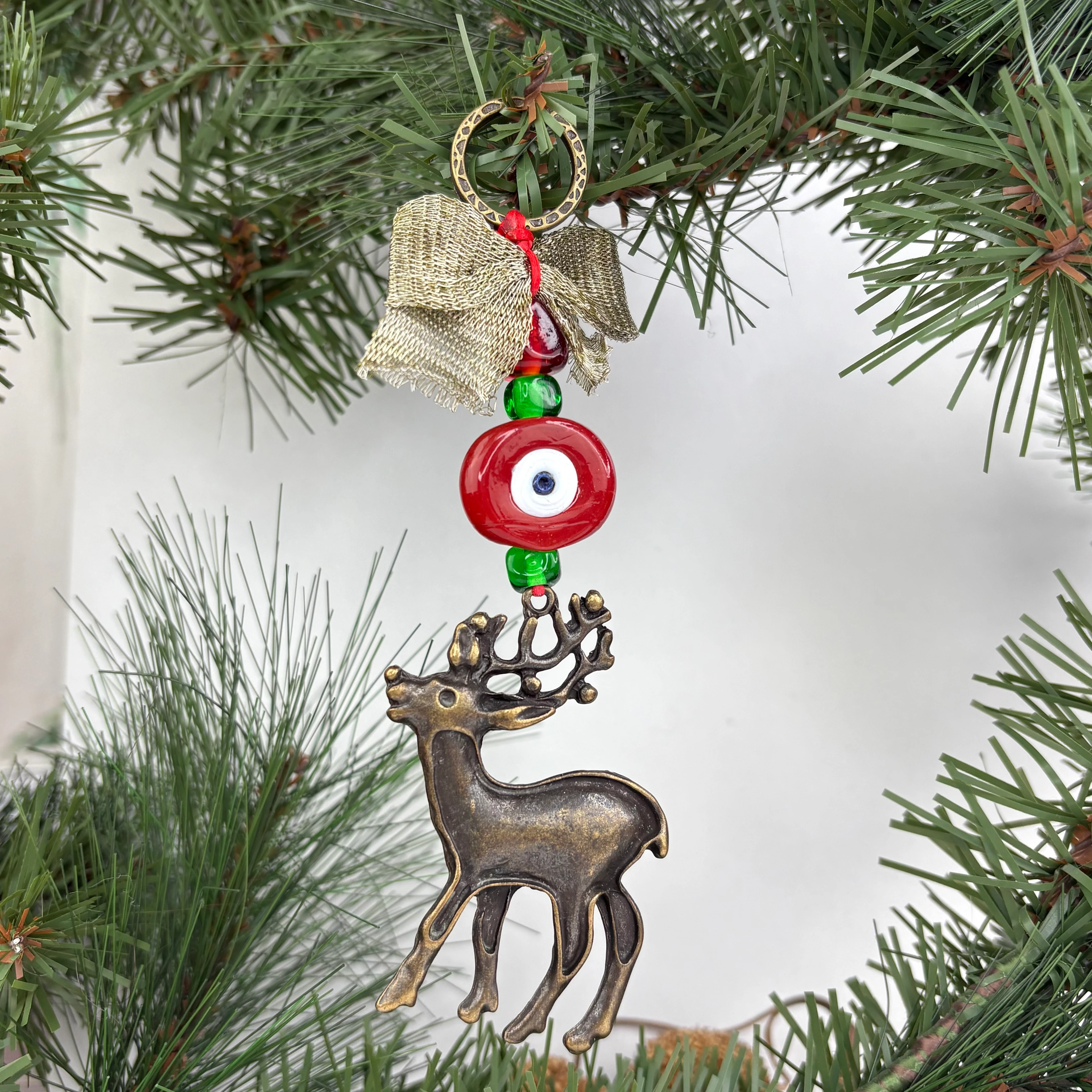 Geyik & Nazar Boncuklu Yeni Yıl Anahtarlığı