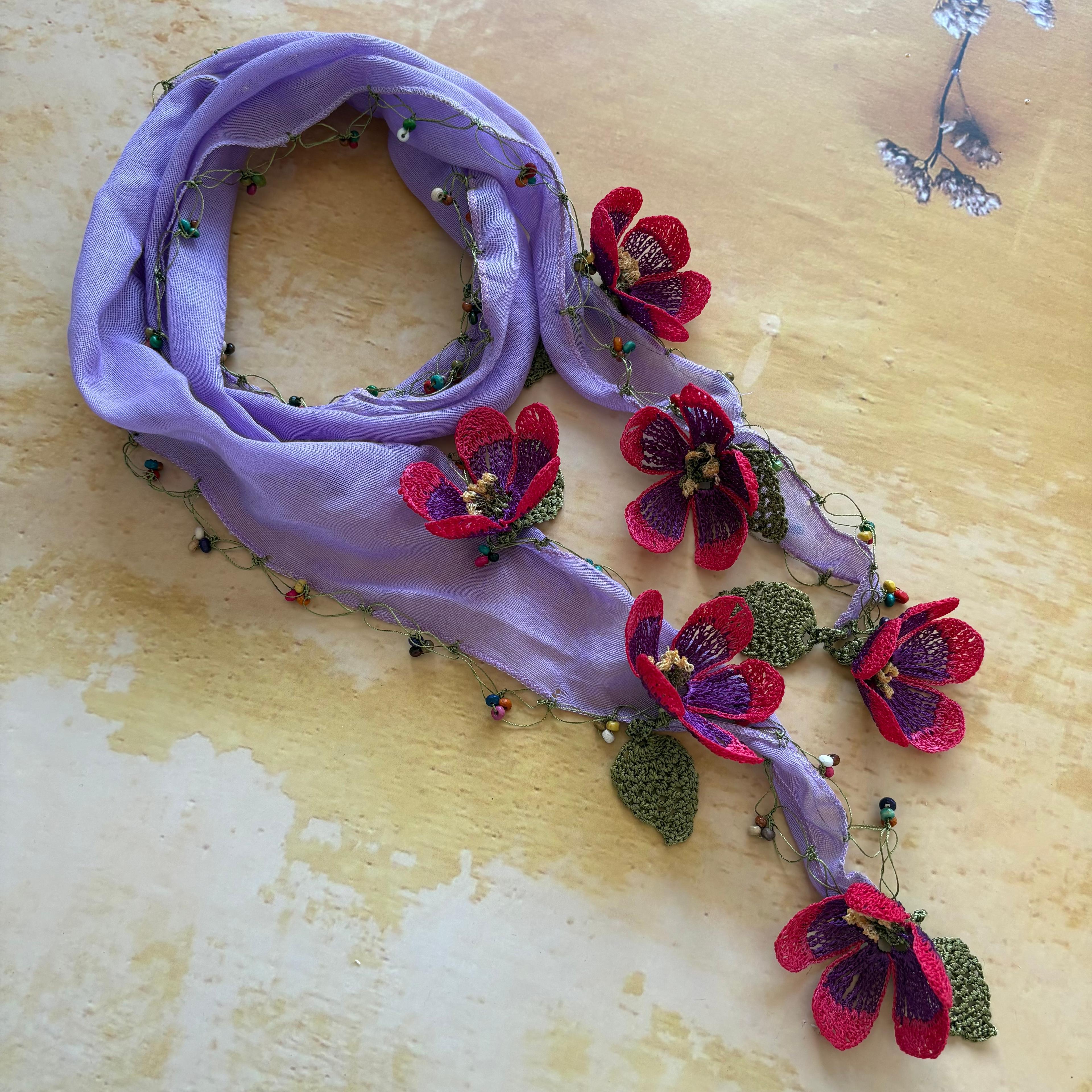 Yemeni Bağlamış Telli Başına (Bandana - Mor-Kırmızı